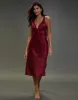 Women's Burgundy Satin Halterneck Night Dress sold by Threadbare