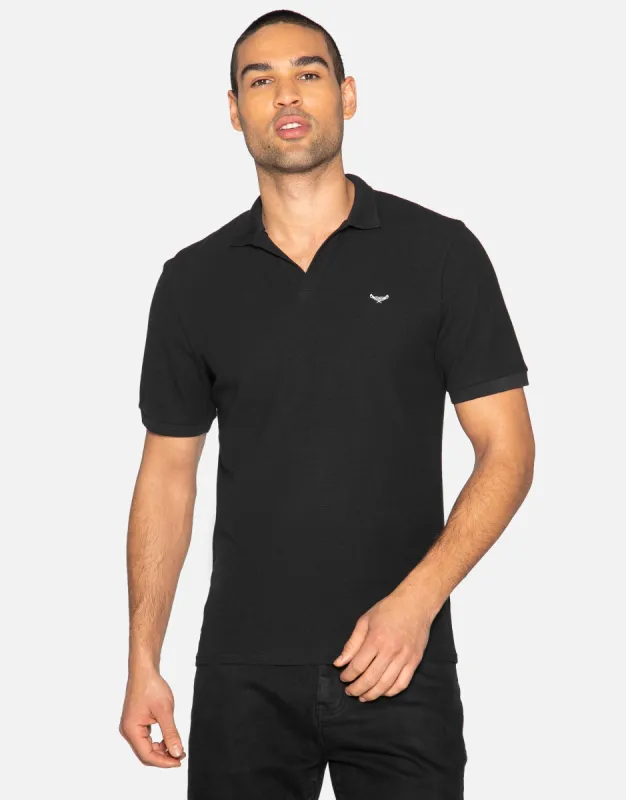 Men's Black Cotton Pique Polo Shirt sold by Threadbare
