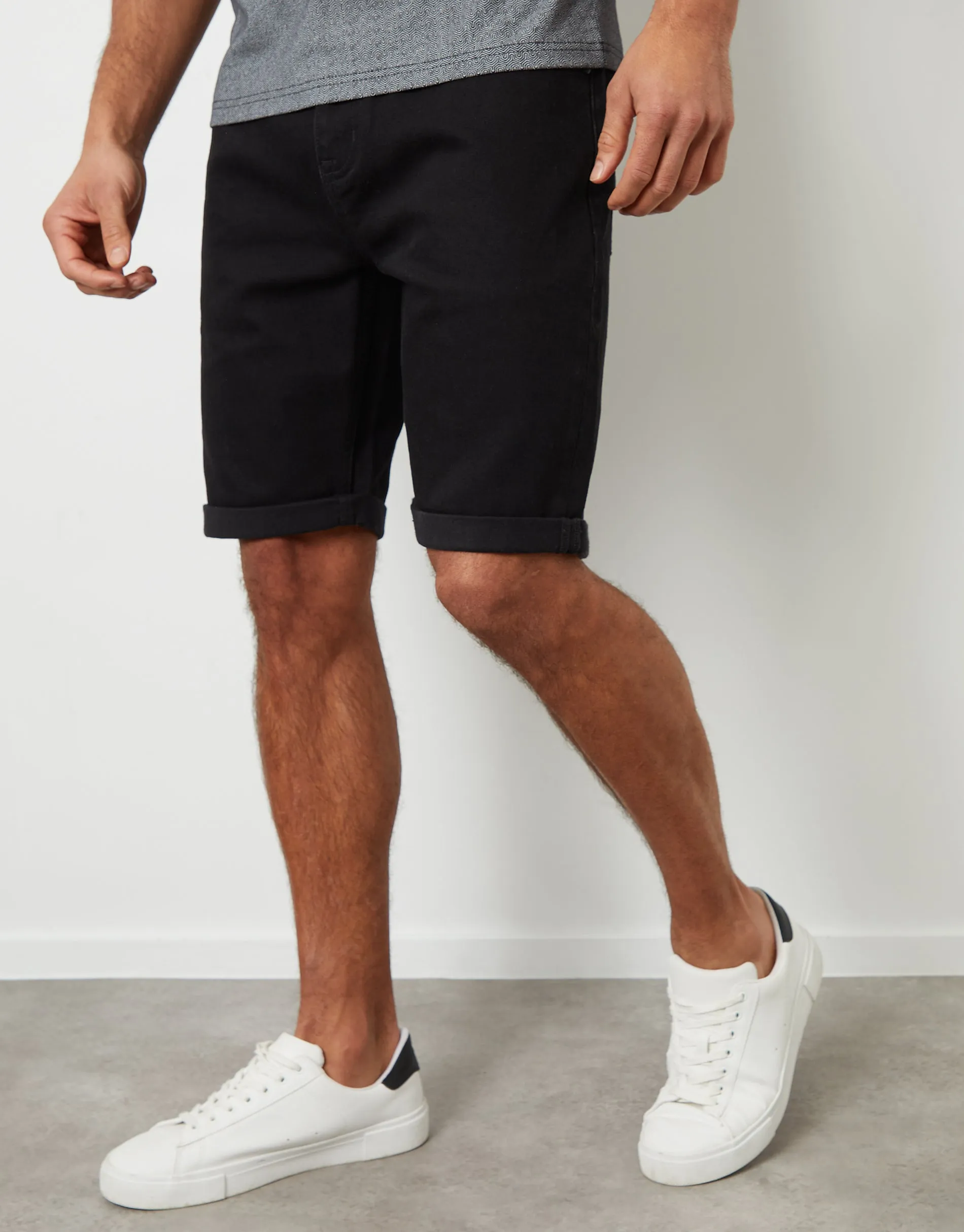 Men's Black Denim Shorts sold by Threadbare