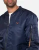 Men's Navy Plain Bomber Jacket sold by Threadbare