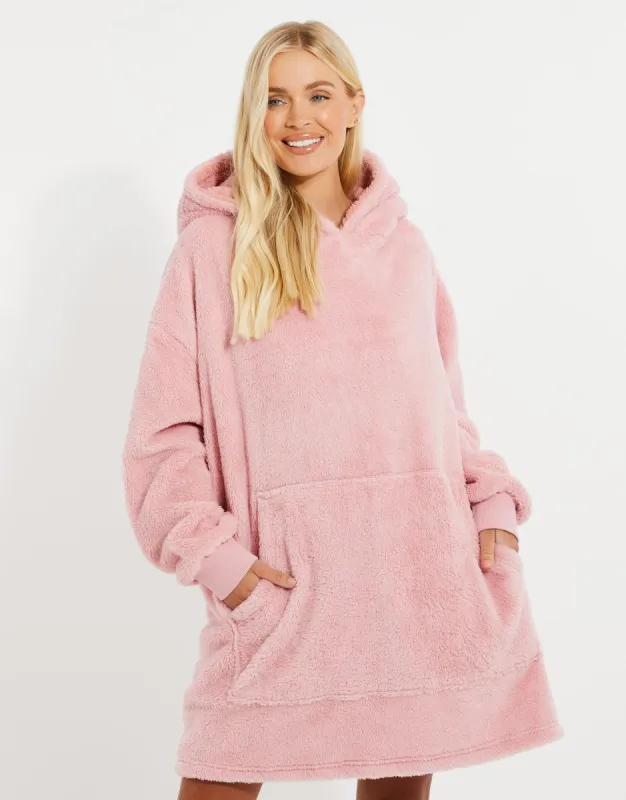 Women's Pink Oversized Hoodie made by Threadbare