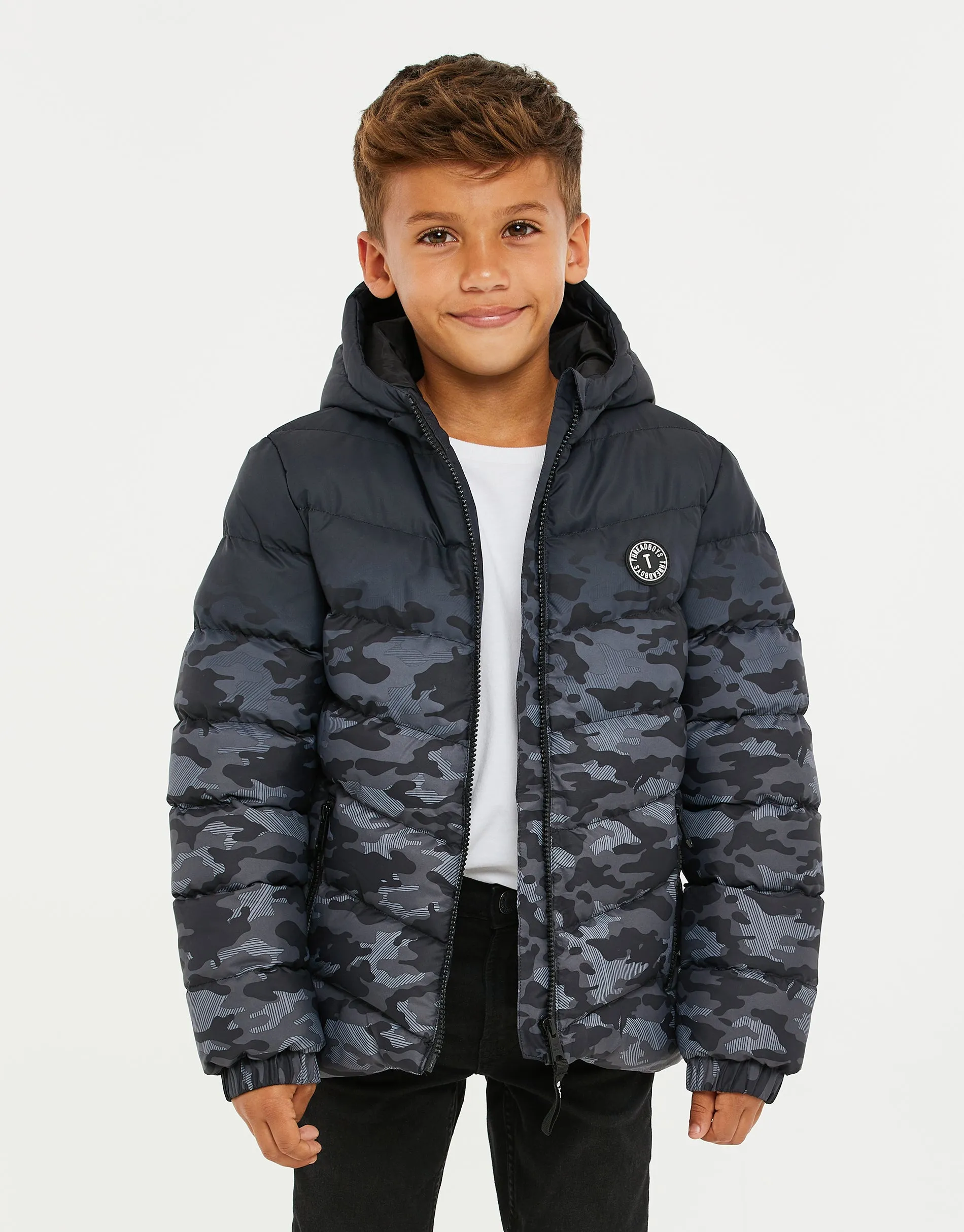 Boys' Black Ombré Camo Puffer Jacket sold by Threadbare product image thumbnail 2