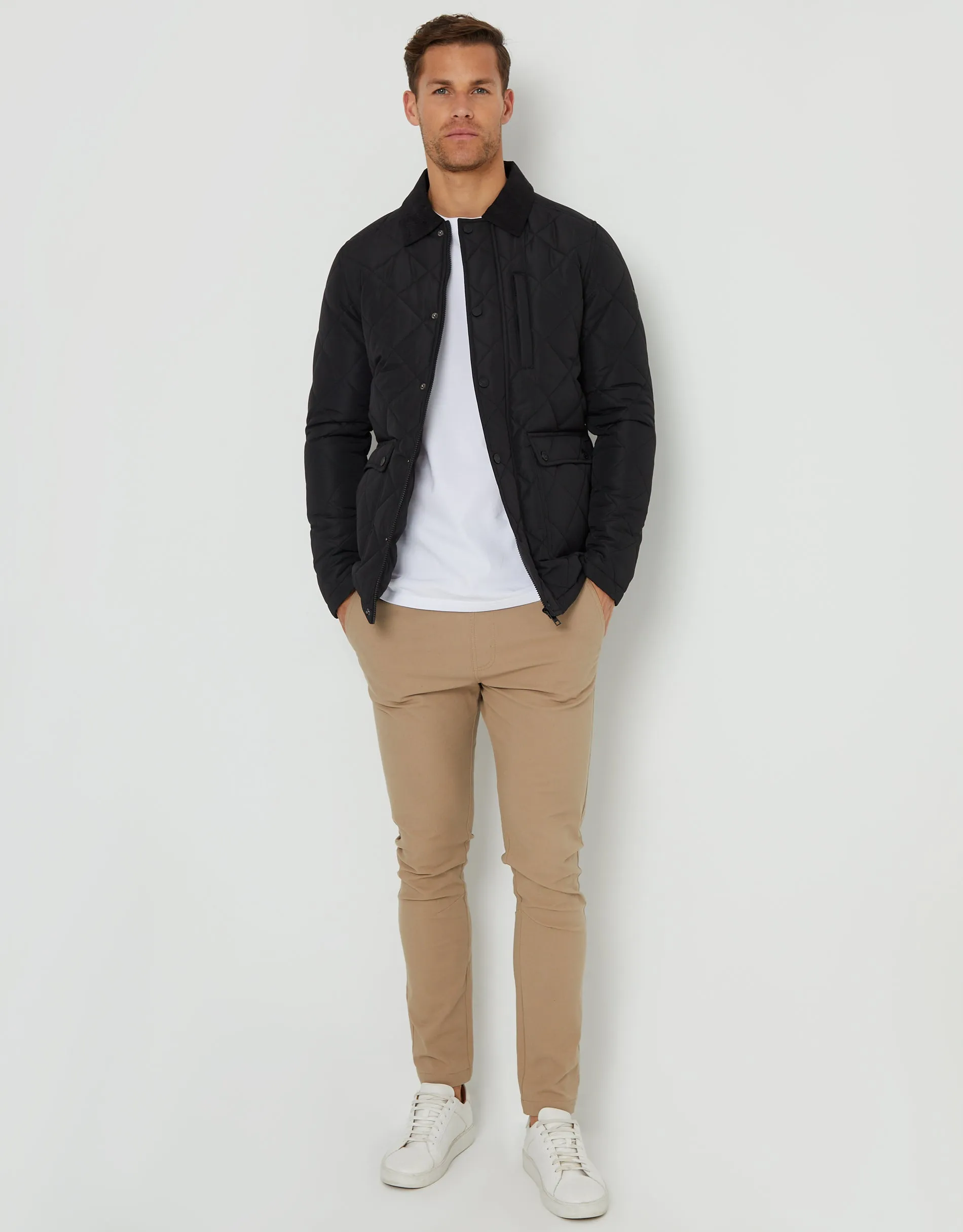 Threadbare Men's Black Showerproof Diamond Quilted Collared Jacket sold by Threadbare product image thumbnail 3