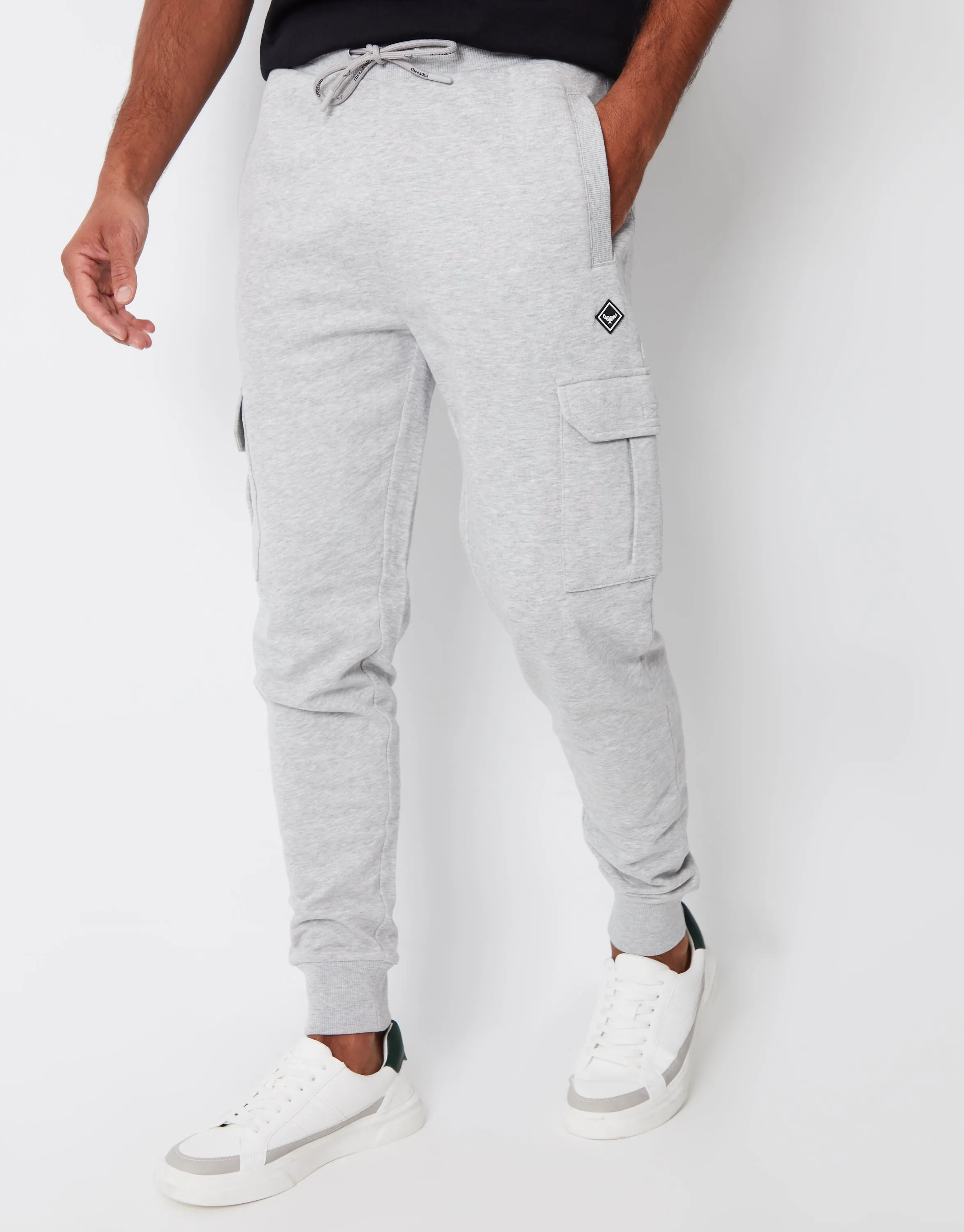 Grey Marl Cargo Style Joggers sold by Threadbare