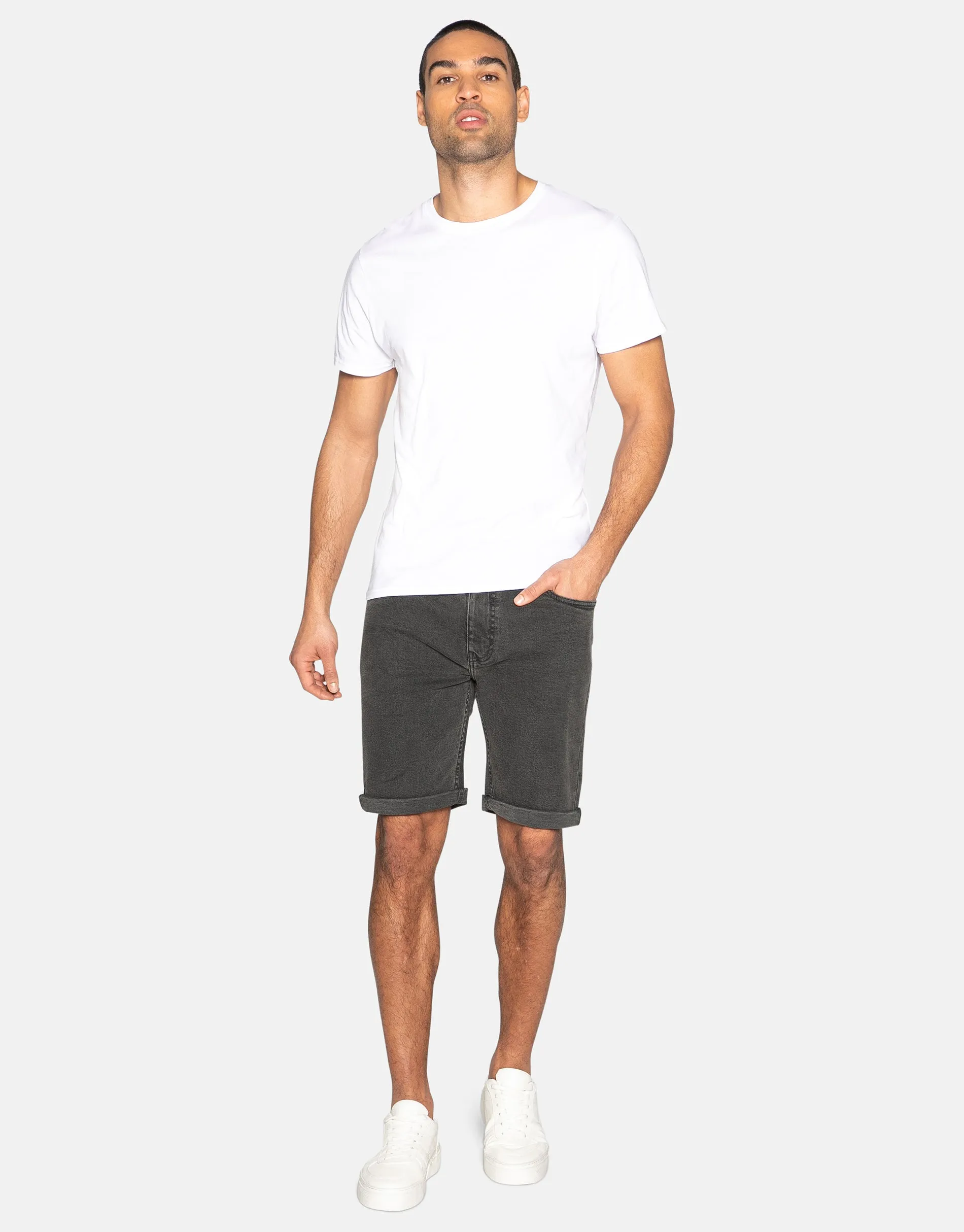 Men's Grey Wash Denim Shorts sold by Threadbare product image thumbnail 3