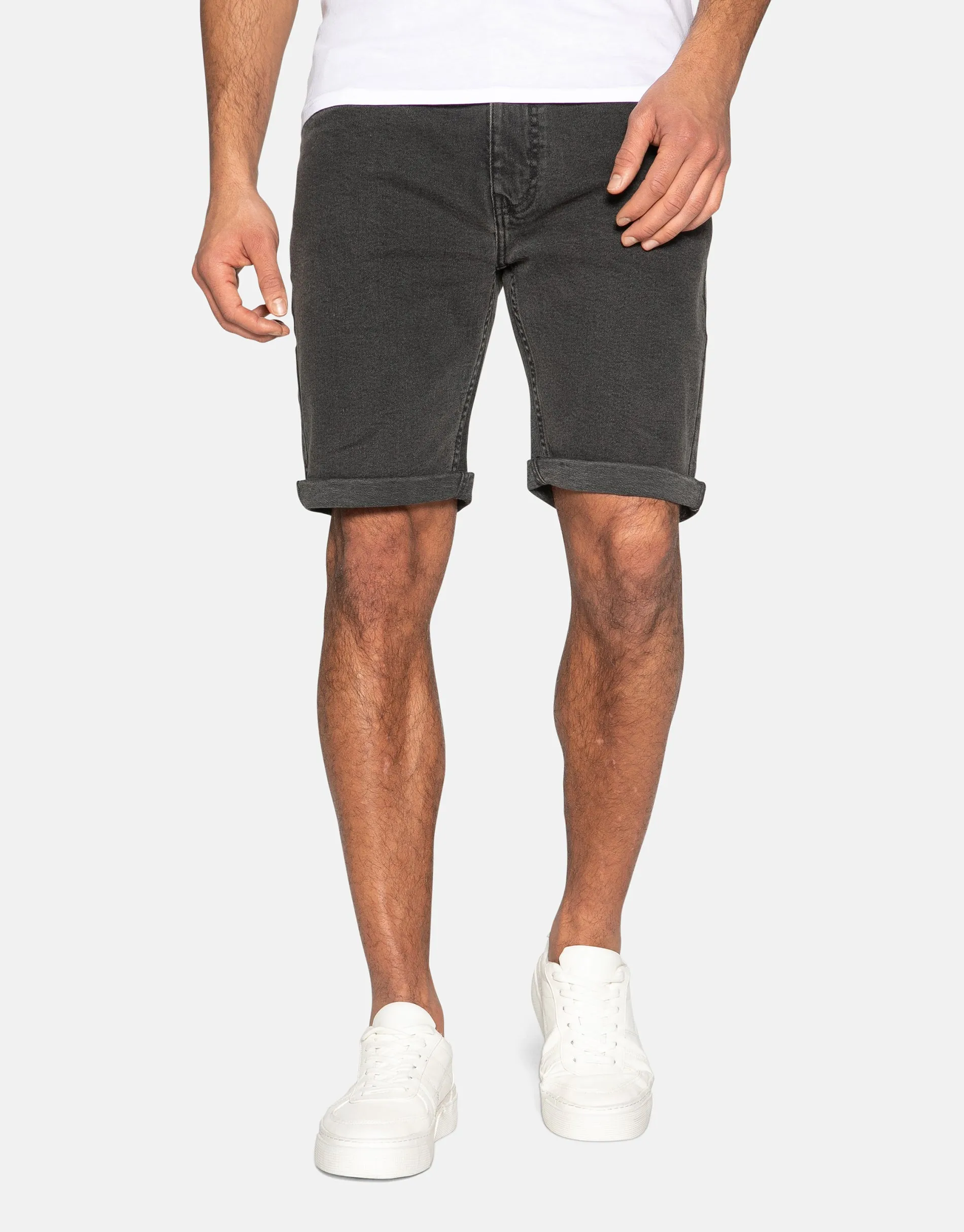 Men's Grey Wash Denim Shorts sold by Threadbare
