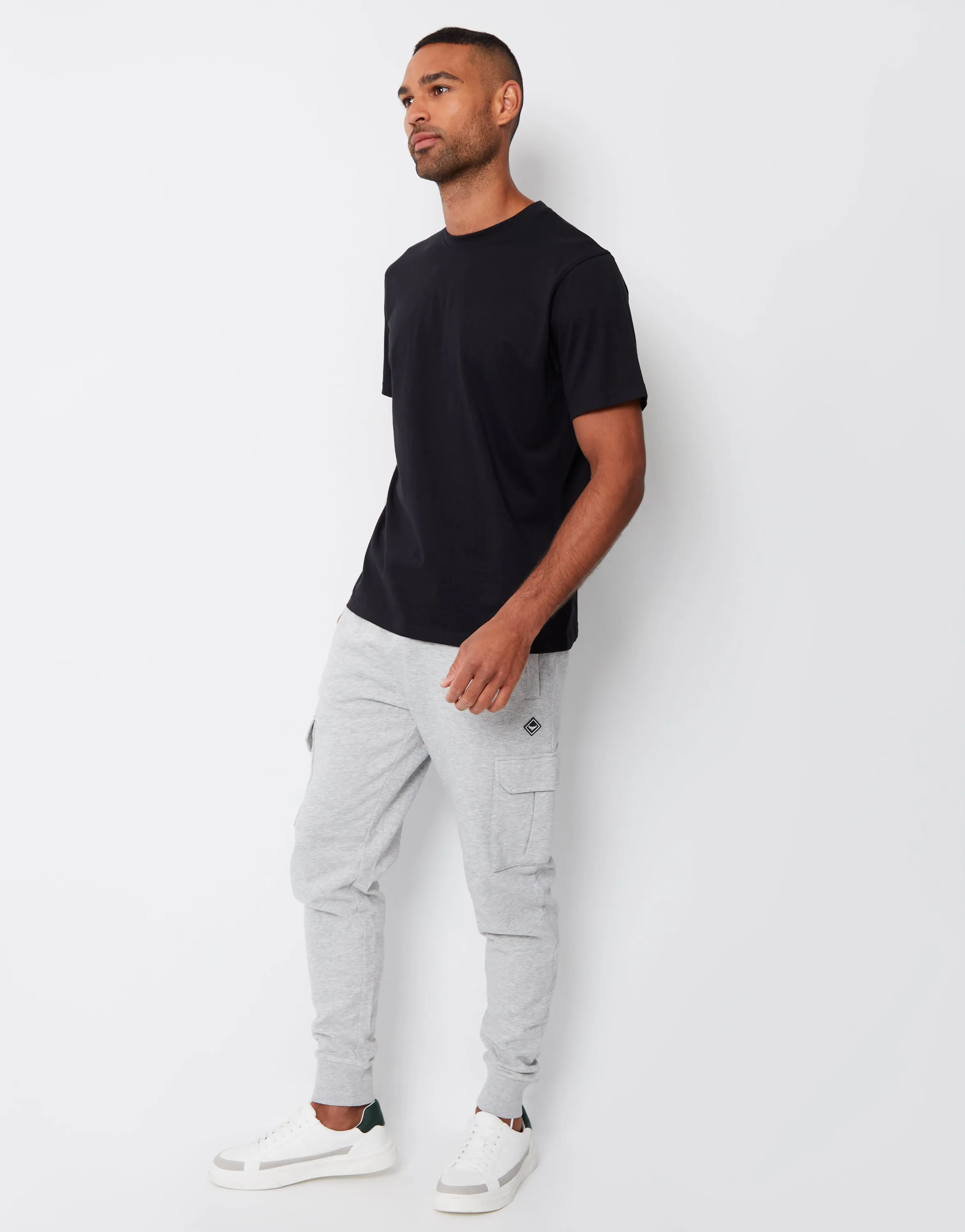 Grey Marl Cargo Style Joggers sold by Threadbare product image thumbnail 3