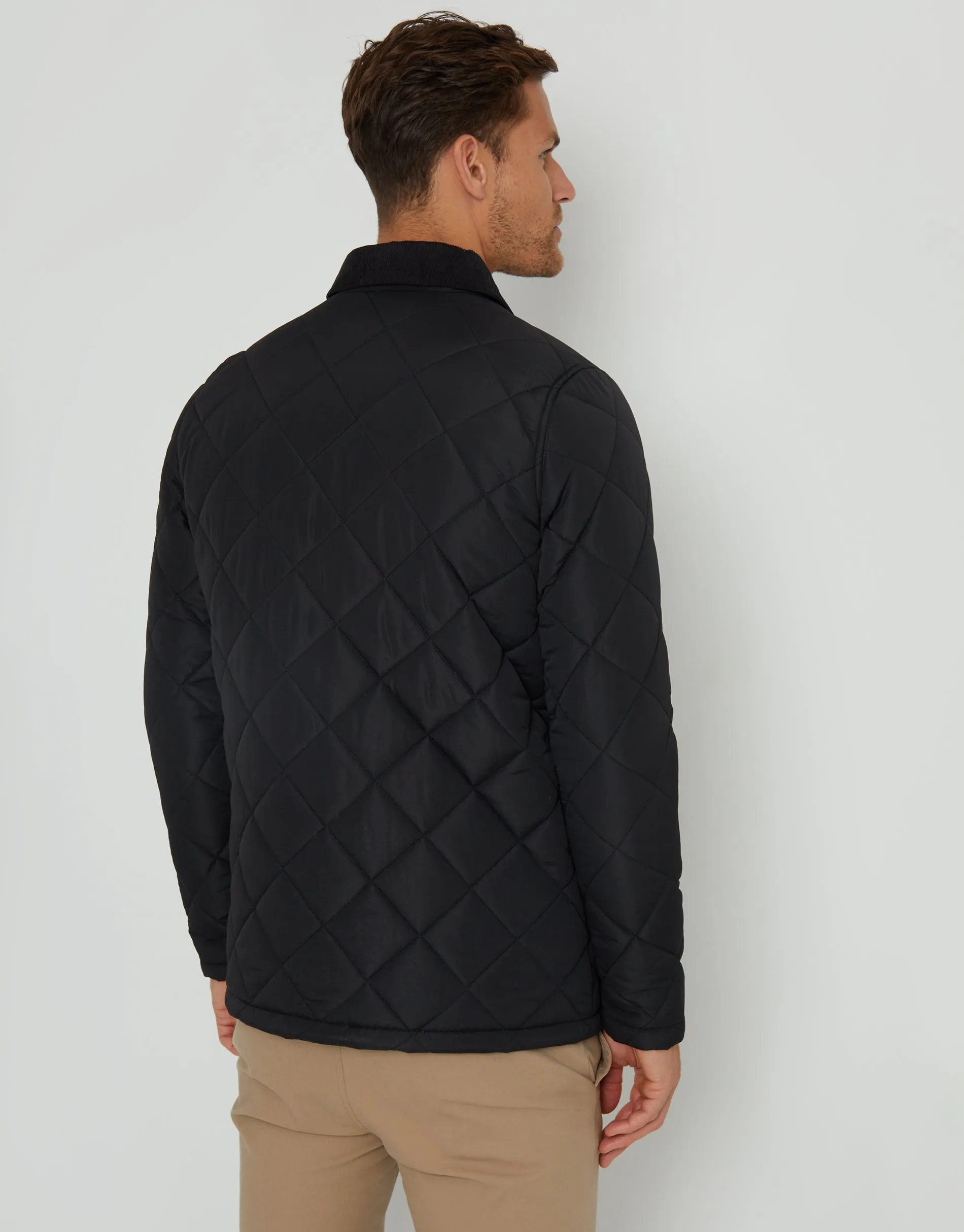 Threadbare Men's Black Showerproof Diamond Quilted Collared Jacket sold by Threadbare product image thumbnail 2