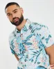 Men's Mint Hawaiian Floral Print Short Sleeve Shirt sold by Threadbare