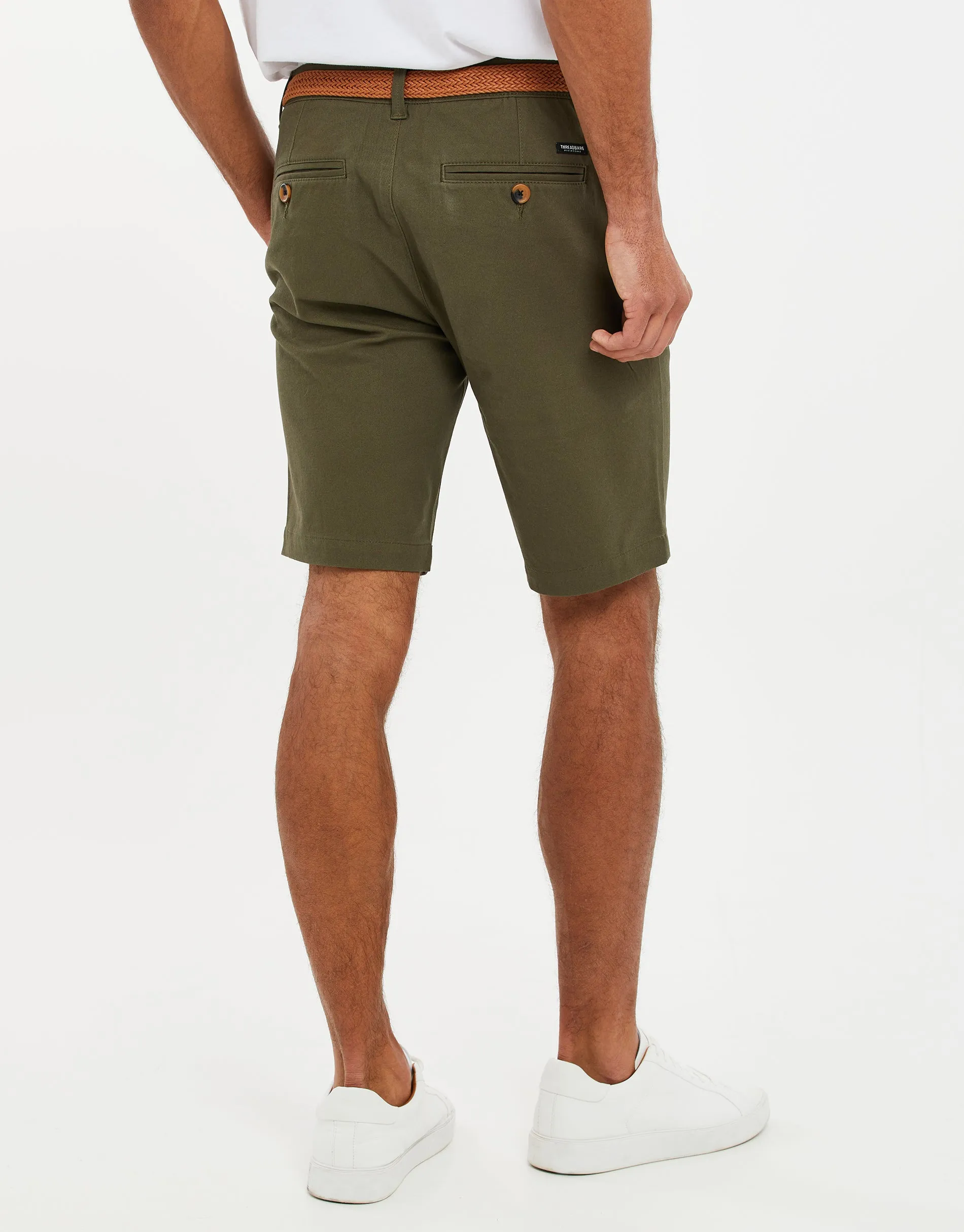 Men's Khaki Belted Chino Shorts sold by Threadbare product image thumbnail 2