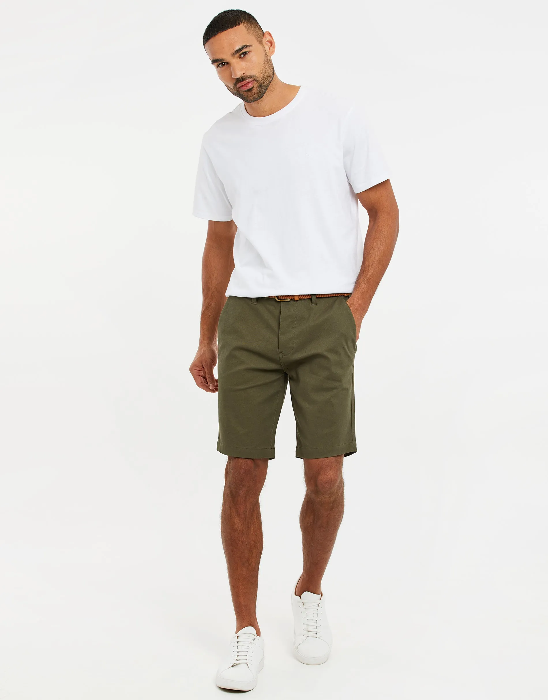 Men's Khaki Belted Chino Shorts sold by Threadbare product image thumbnail 3