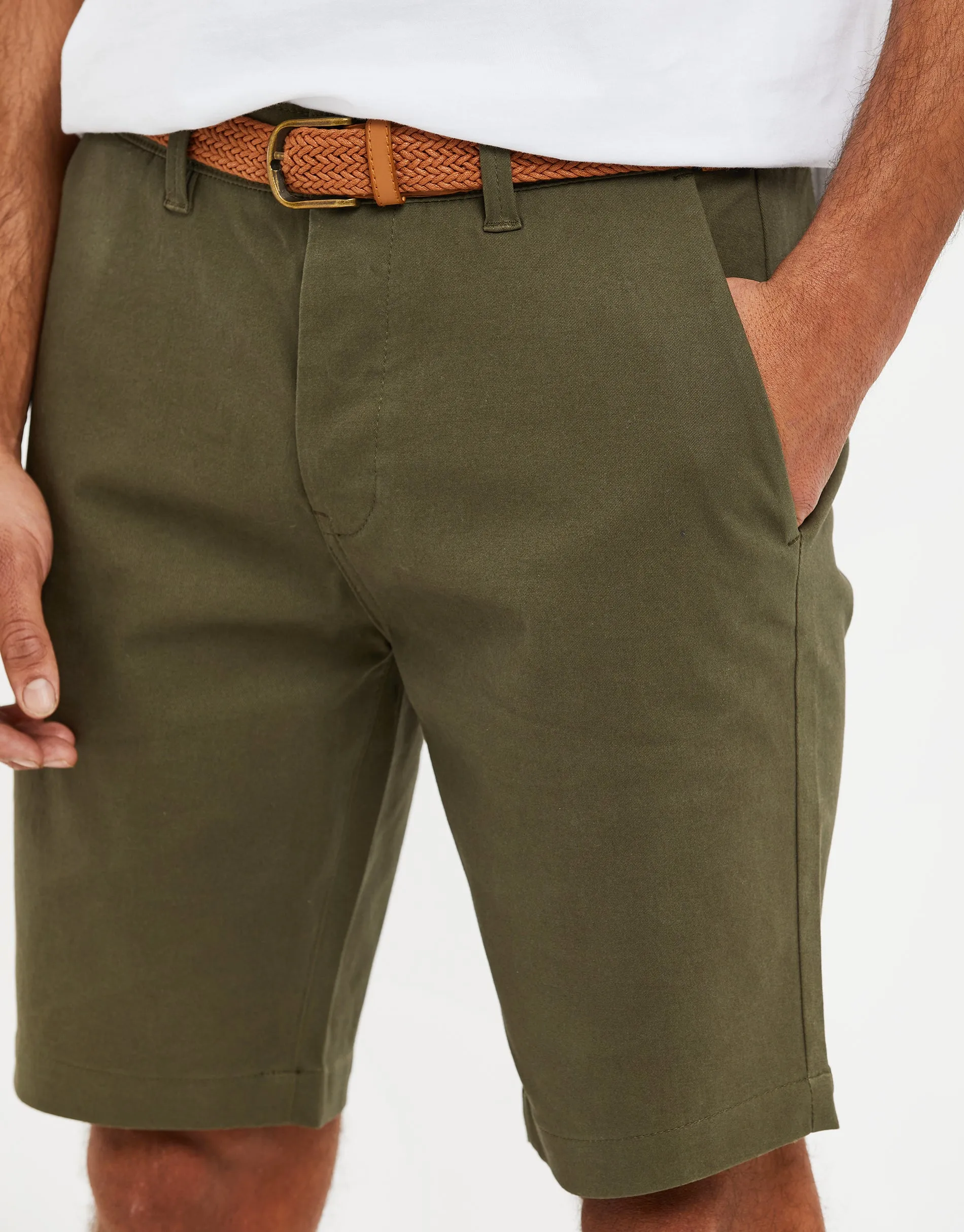 Men's Khaki Belted Chino Shorts sold by Threadbare product image thumbnail 4