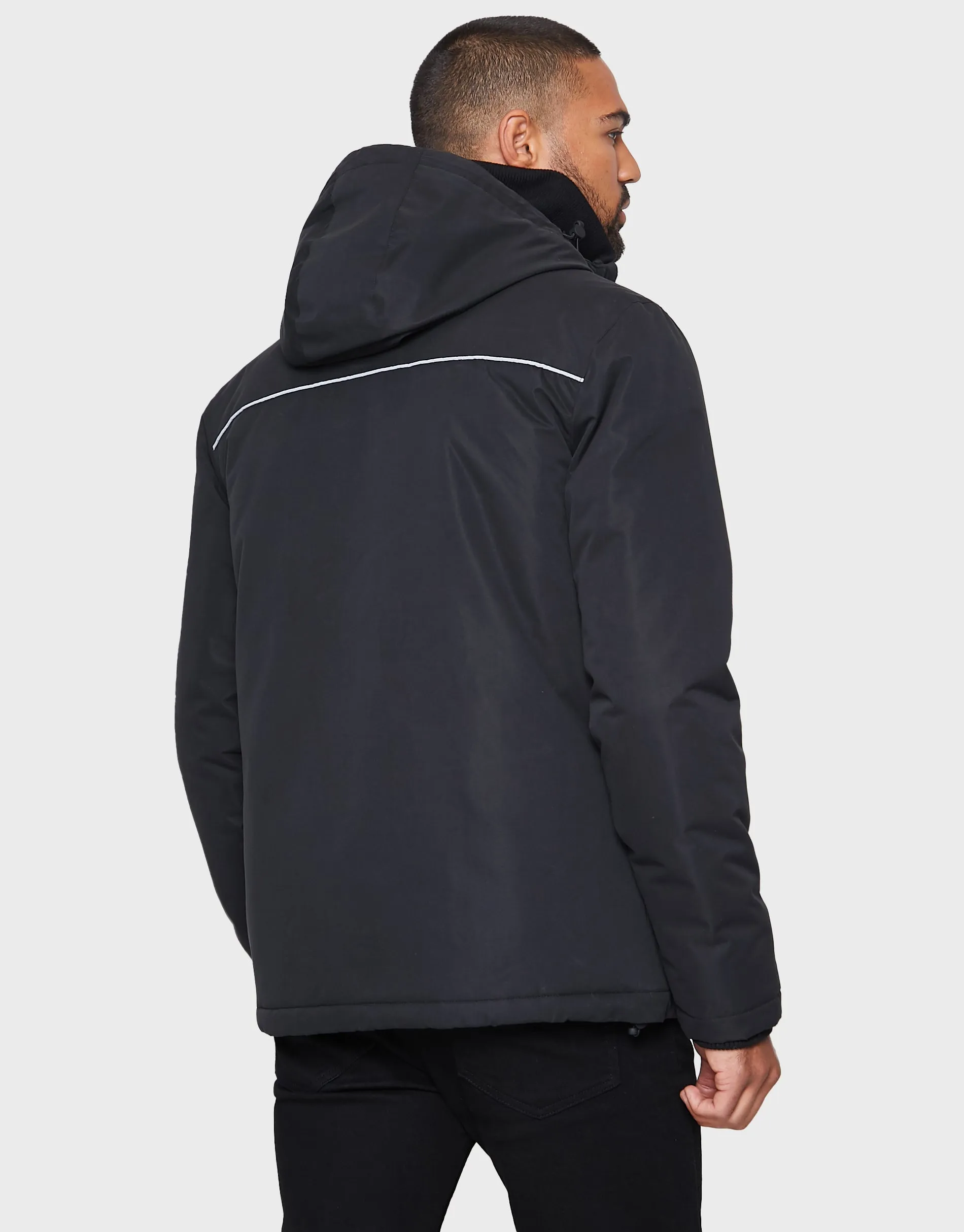 Men's Black Hooded Coat sold by Threadbare product image thumbnail 2