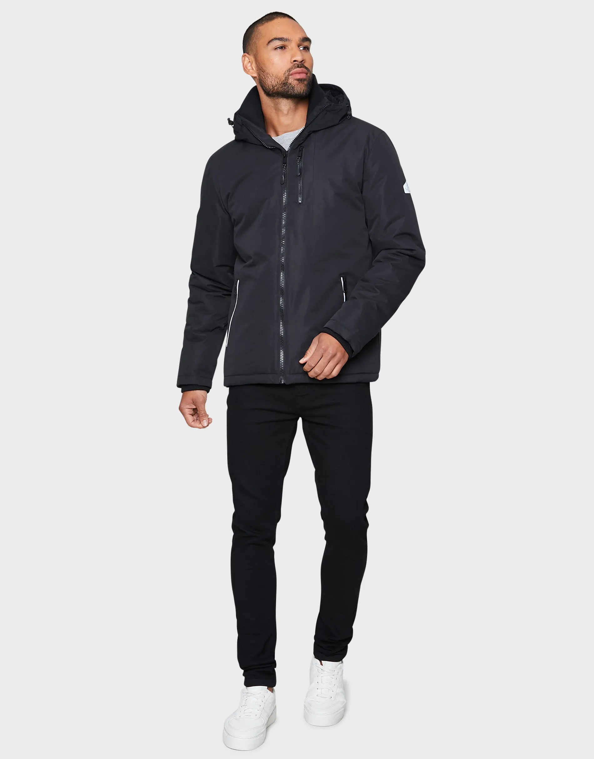 Men's Black Hooded Coat sold by Threadbare product image thumbnail 3