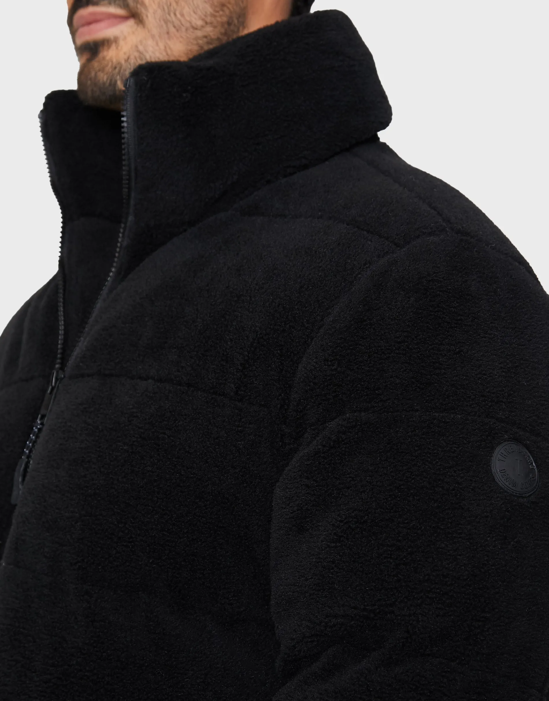 Men's Black Faux Borg Jacket sold by Threadbare product image thumbnail 4