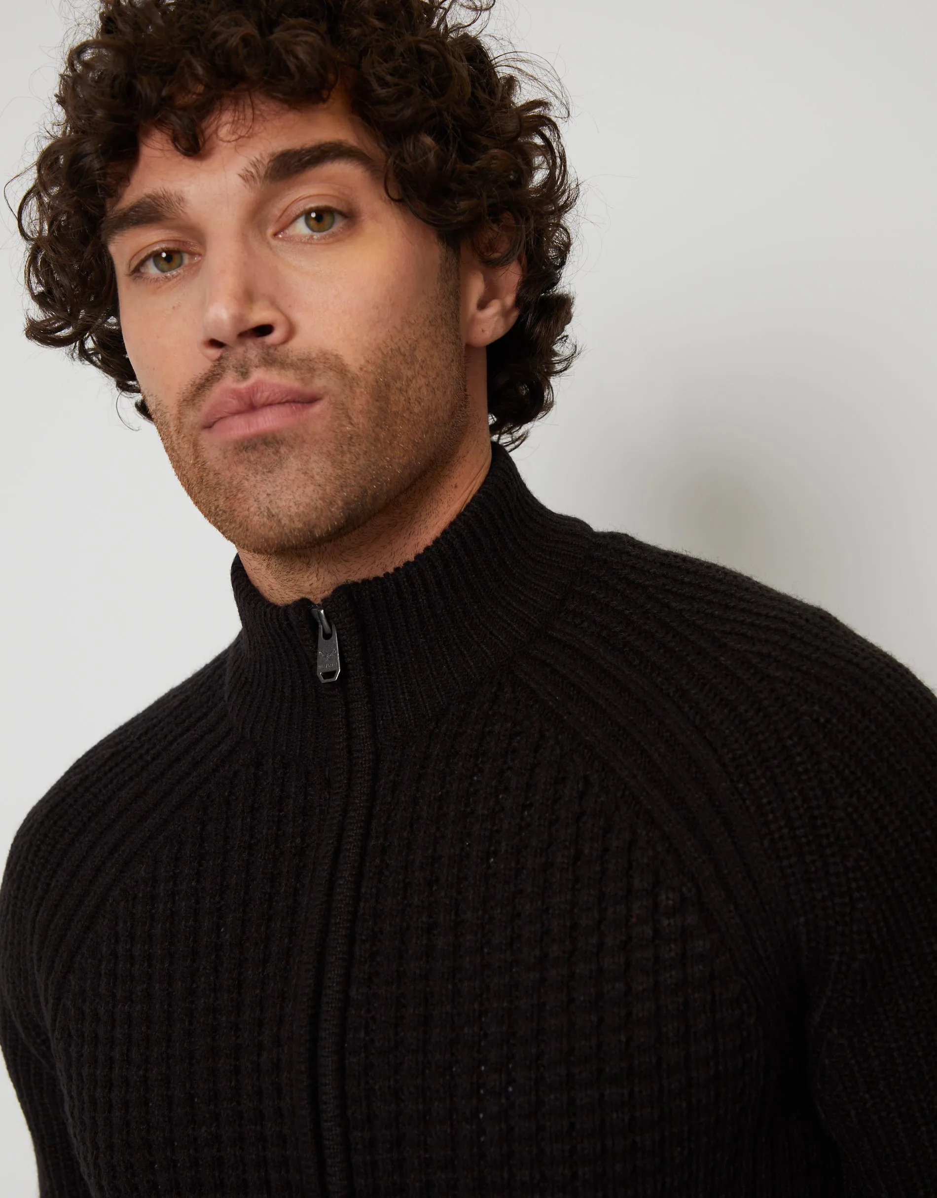 Men's Jet Black Zip-Up Cardigan sold by Threadbare product image thumbnail 4