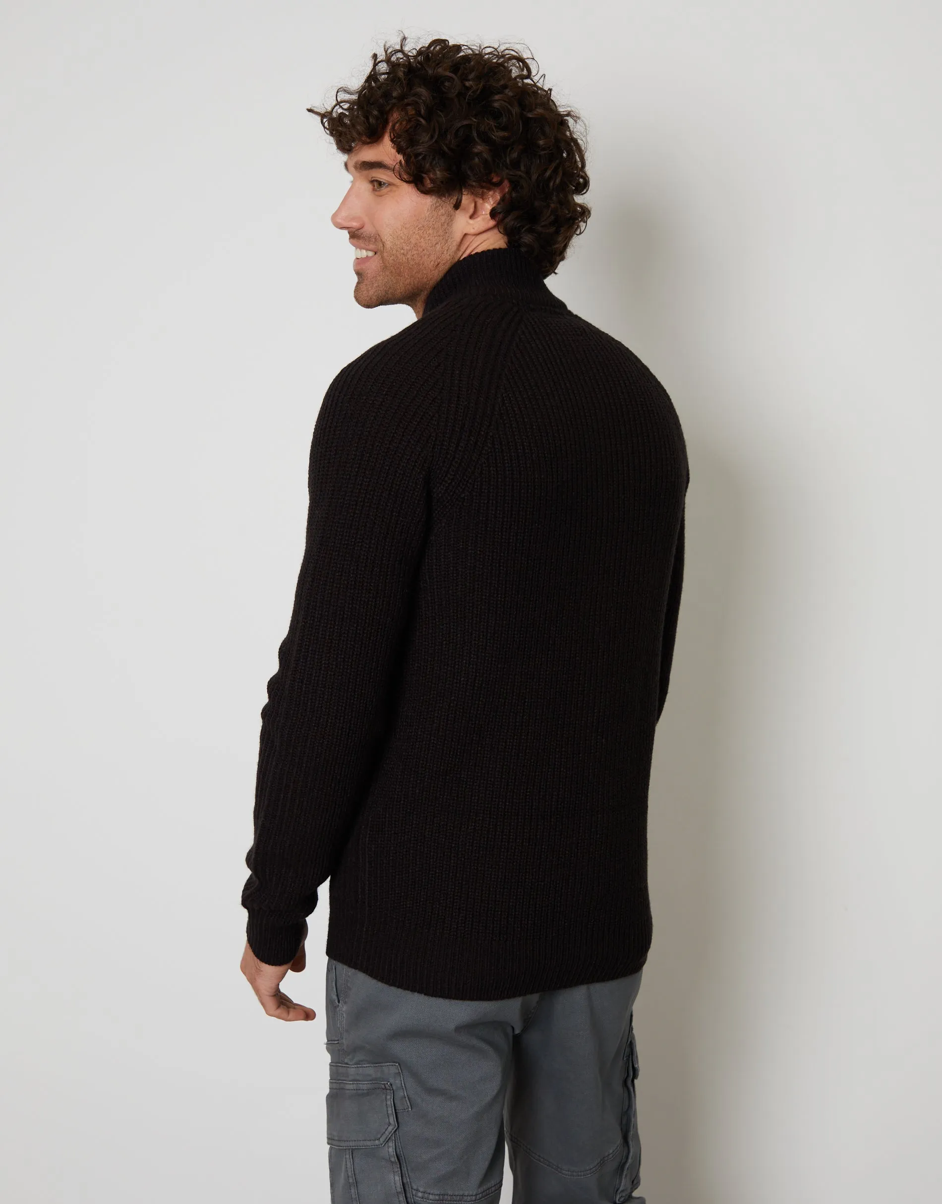 Men's Jet Black Zip-Up Cardigan sold by Threadbare product image thumbnail 2
