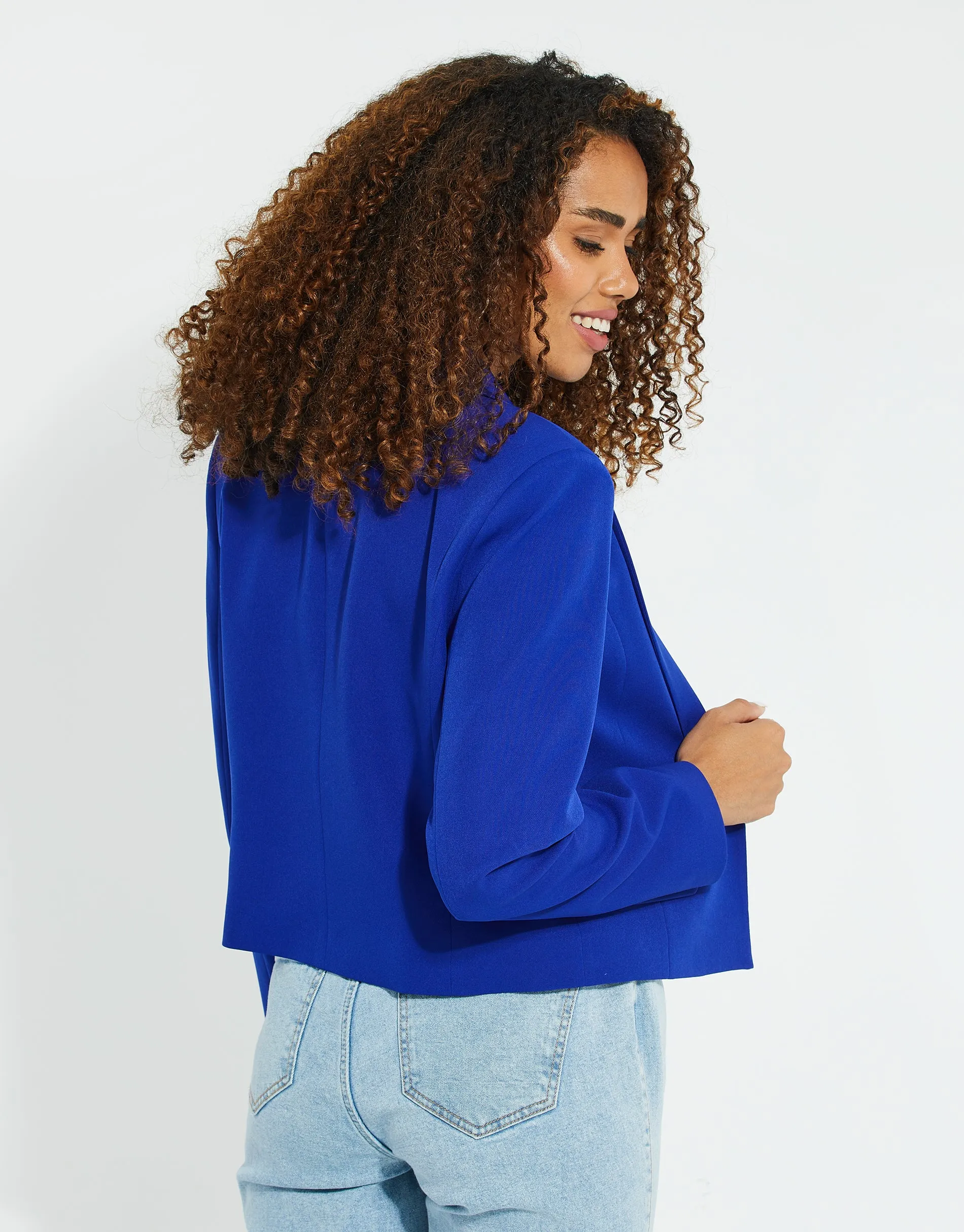 Women's Cobalt Blue Cropped Blazer sold by Threadbare product image thumbnail 2