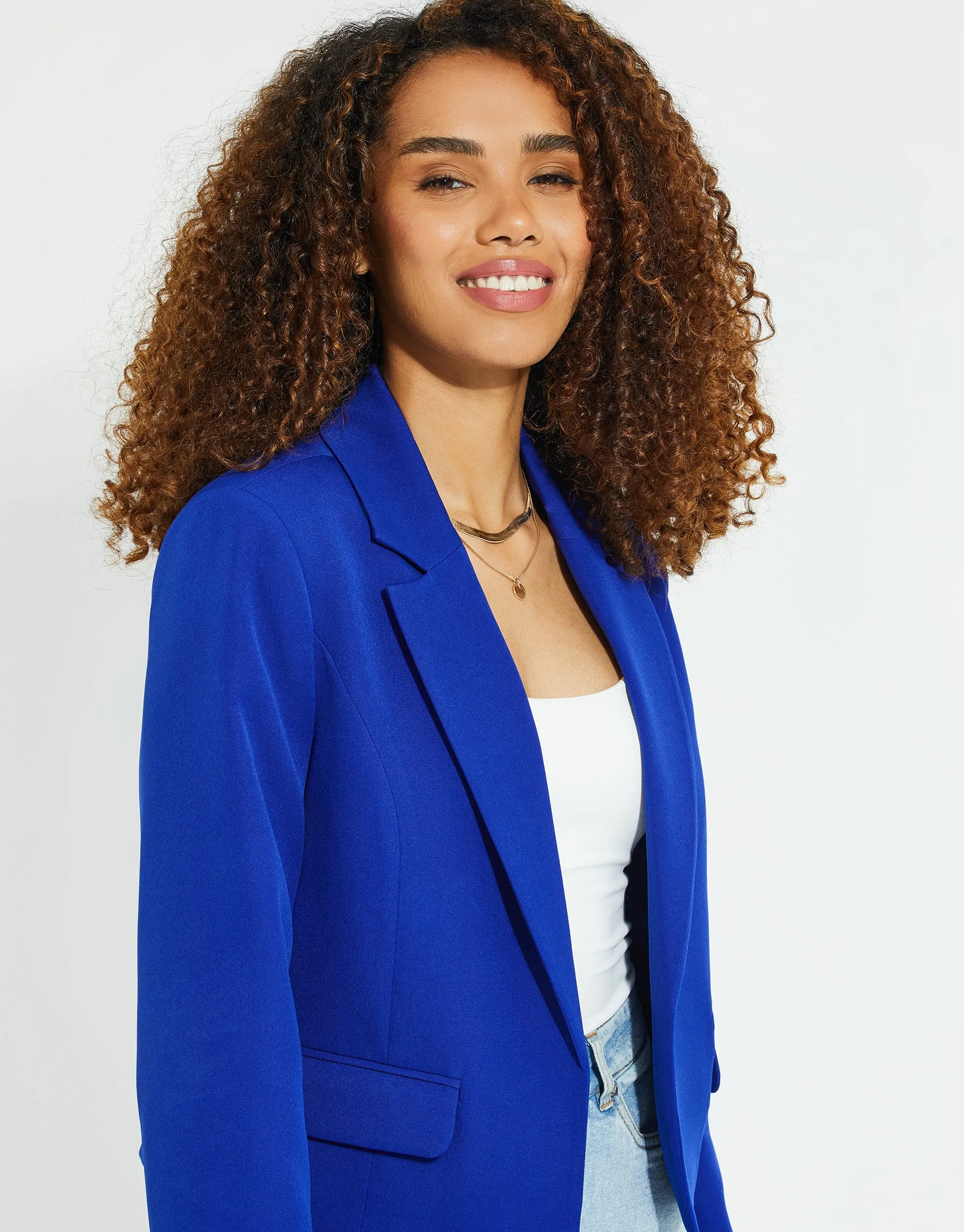 Women's Cobalt Blue Cropped Blazer sold by Threadbare product image thumbnail 4