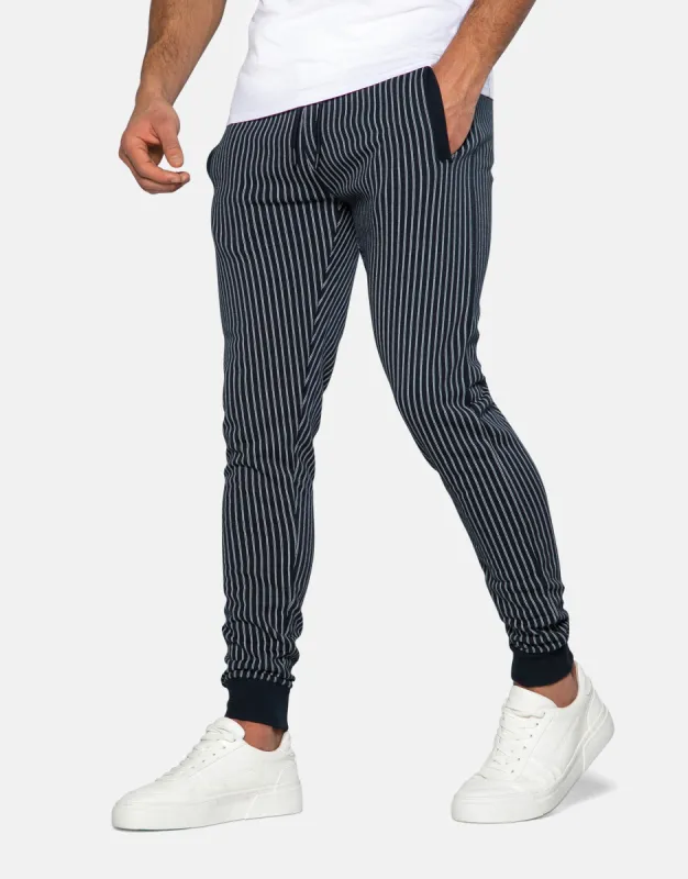 Men's Navy Pinstripe Slim Fit Joggers sold by Threadbare