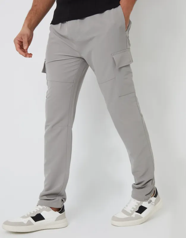 Threadbare Luxe Men's Light Grey Stretch Cargo Pocket Trousers sold by Threadbare