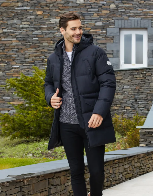 Black Longline Padded Jacket sold by Threadbare
