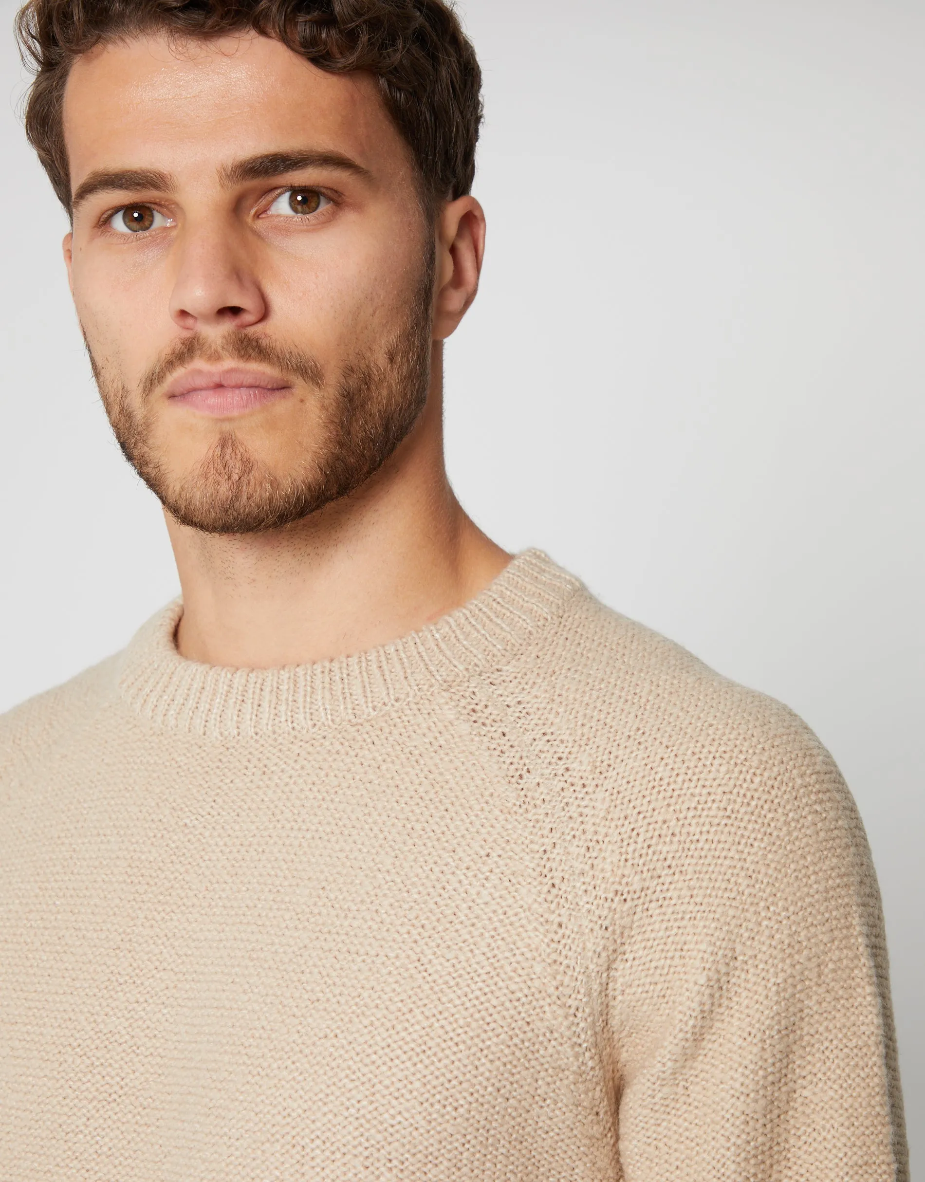 Men's Ecru Twist Raglan Sleeve Crew Neck Jumper sold by Threadbare product image thumbnail 4