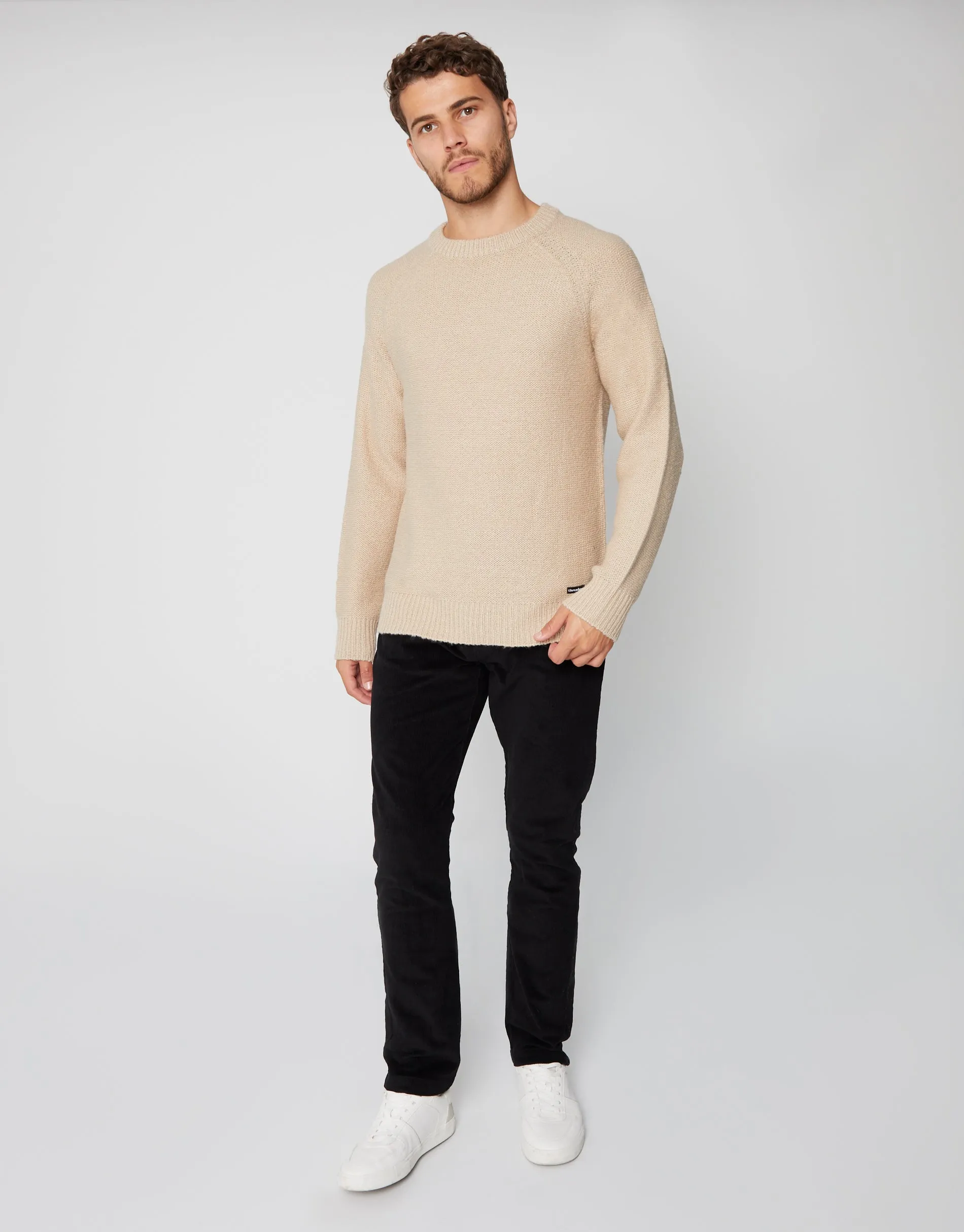 Men's Ecru Twist Raglan Sleeve Crew Neck Jumper sold by Threadbare product image thumbnail 3