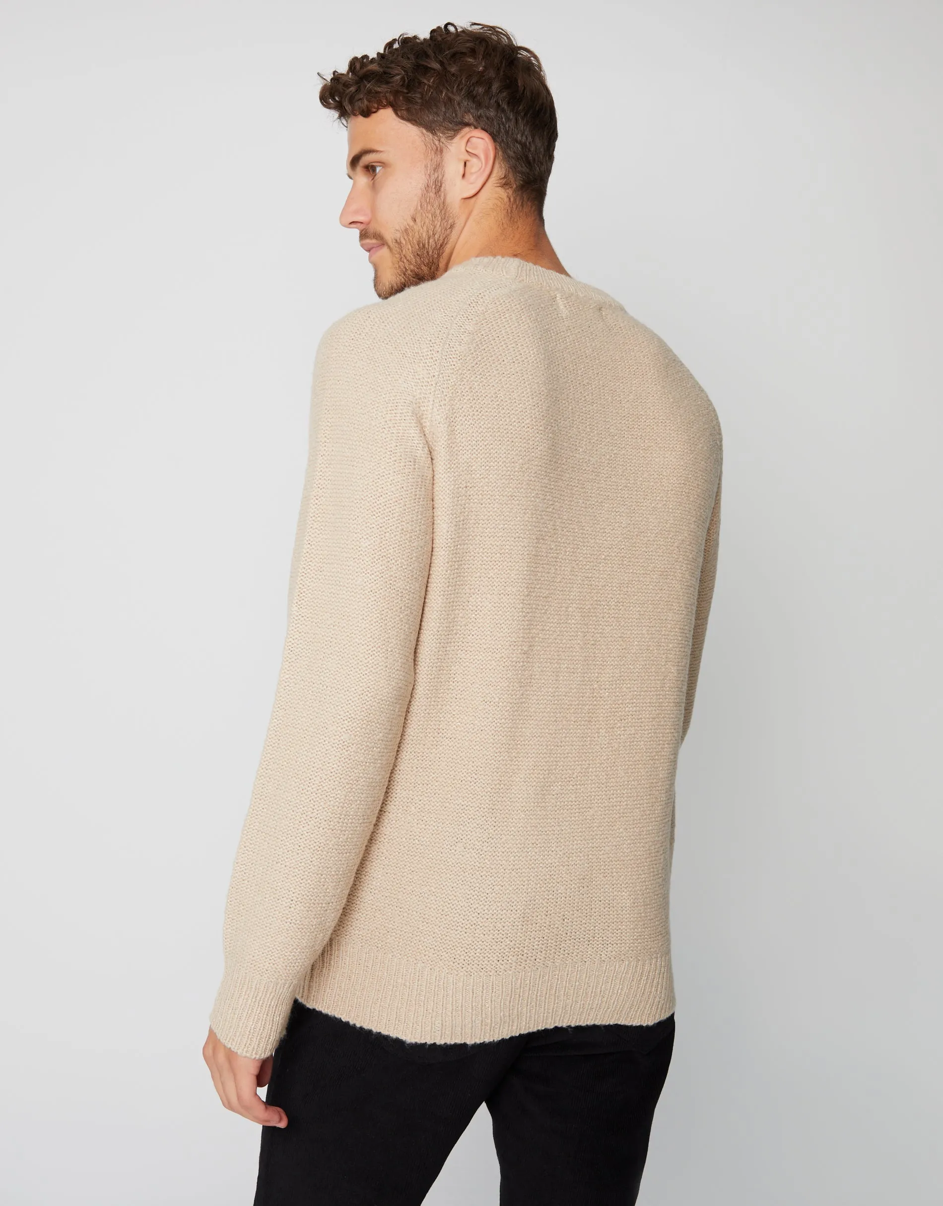 Men's Ecru Twist Raglan Sleeve Crew Neck Jumper sold by Threadbare product image thumbnail 2