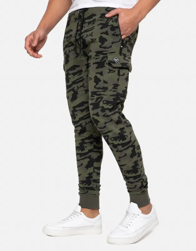 Men's Khaki Camo Cargo Style Joggers sold by Threadbare
