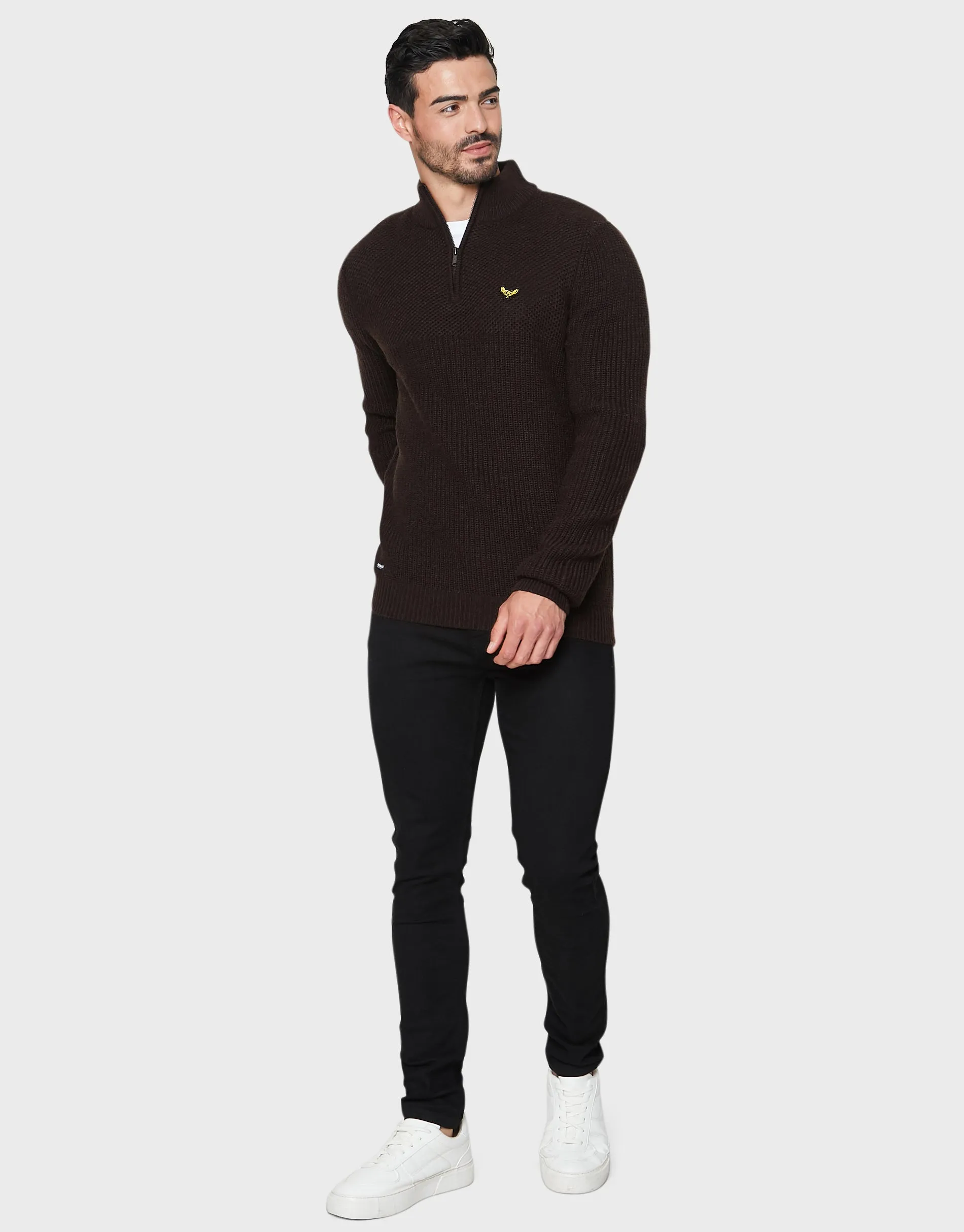 Men's Chocolate Quarter Zip Jumper sold by Threadbare product image thumbnail 3