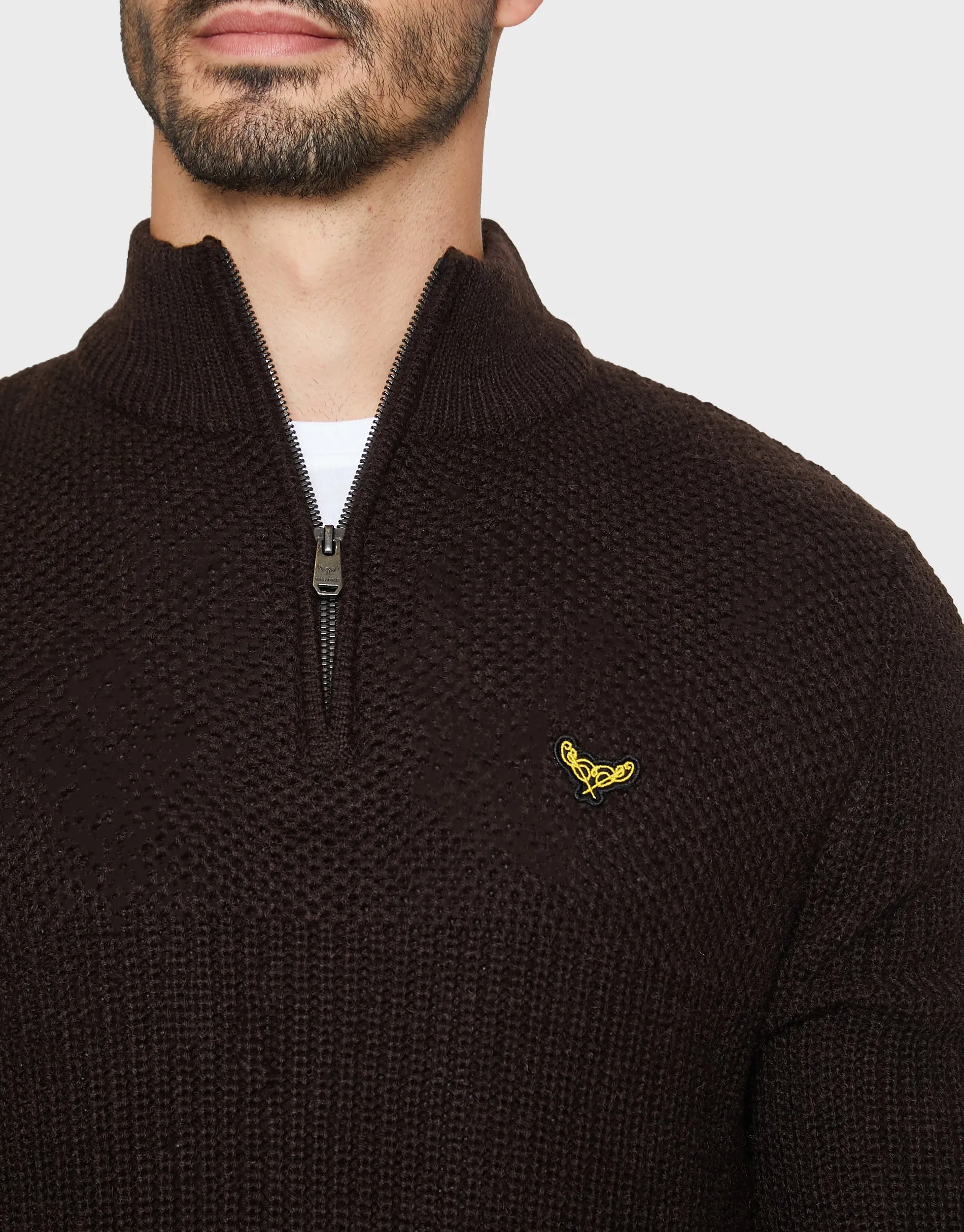 Men's Chocolate Quarter Zip Jumper sold by Threadbare product image thumbnail 4