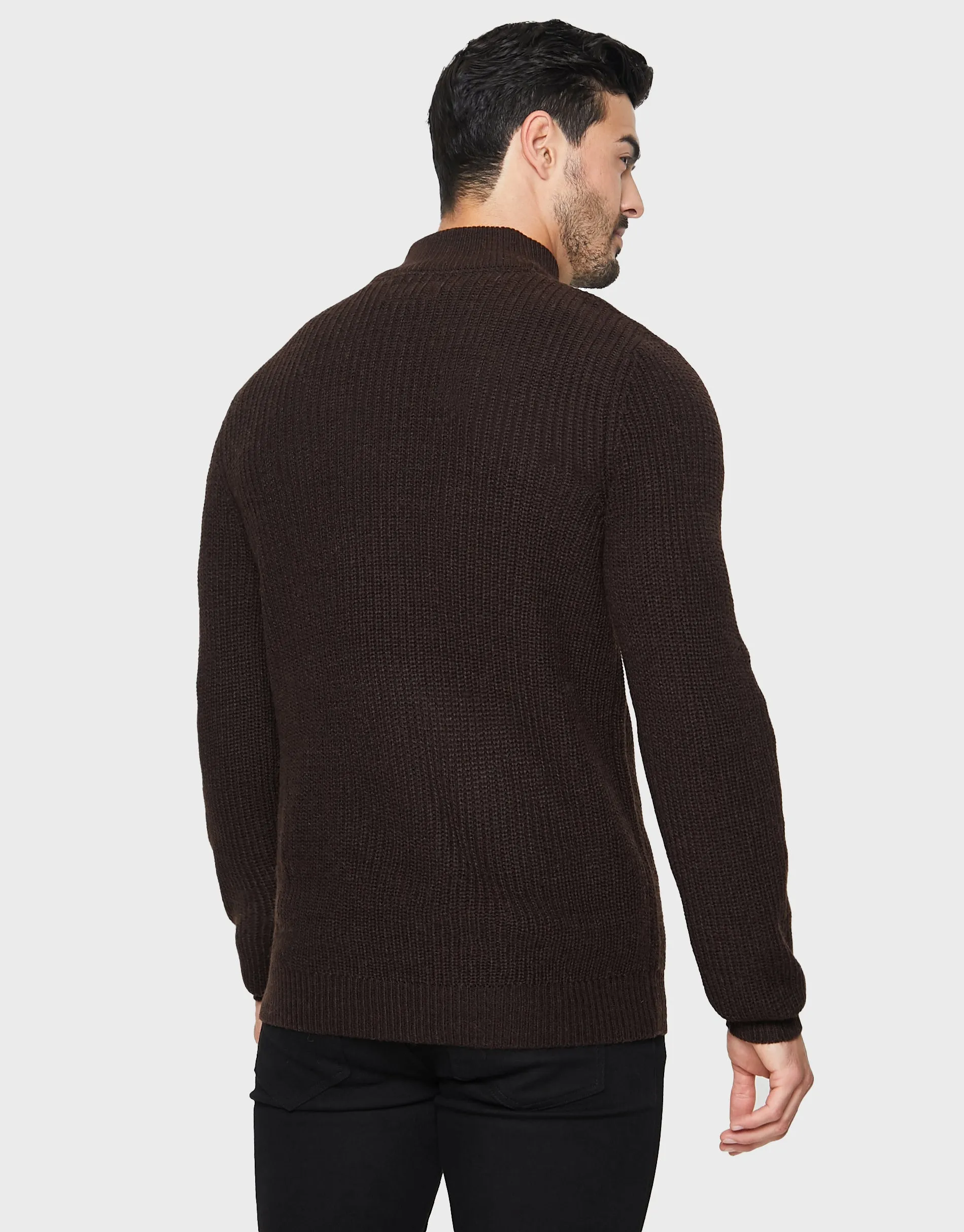 Men's Chocolate Quarter Zip Jumper sold by Threadbare product image thumbnail 2
