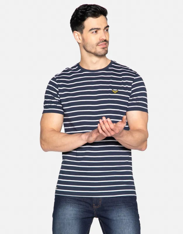 Men's Navy Stripe Cotton T-Shirt sold by Threadbare