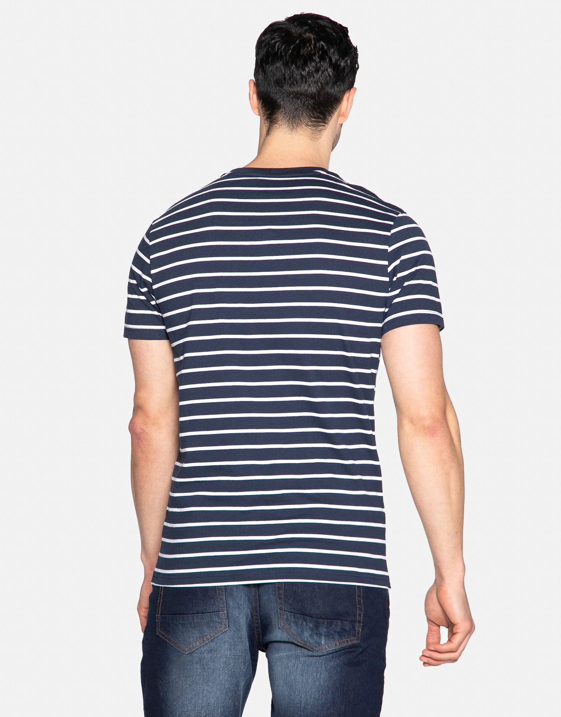 Men's Navy Stripe Cotton T-Shirt sold by Threadbare product image thumbnail 2