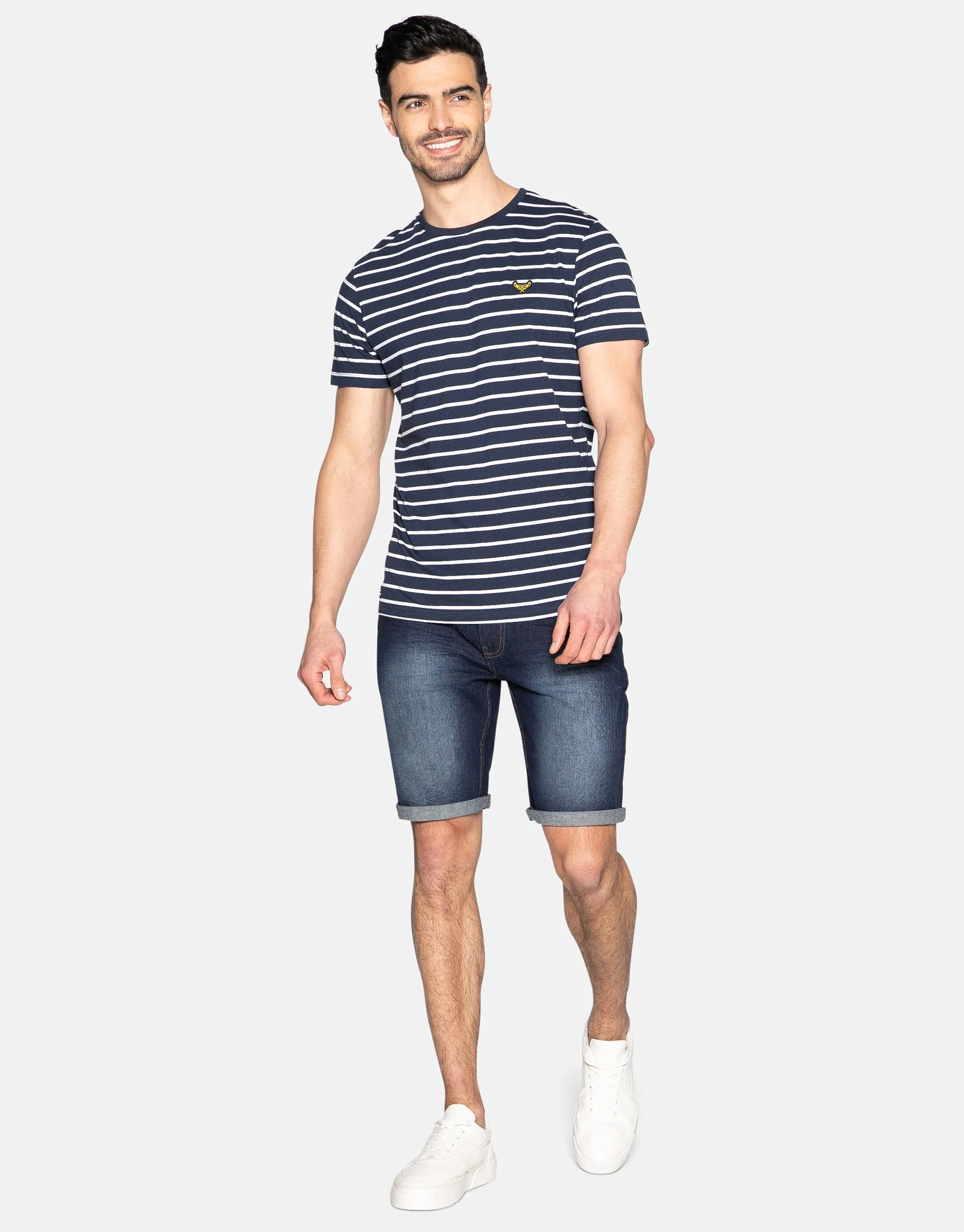 Men's Navy Stripe Cotton T-Shirt sold by Threadbare product image thumbnail 3