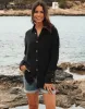 Women's Black Long Sleeve Crinkle Cotton Shirt sold by Threadbare