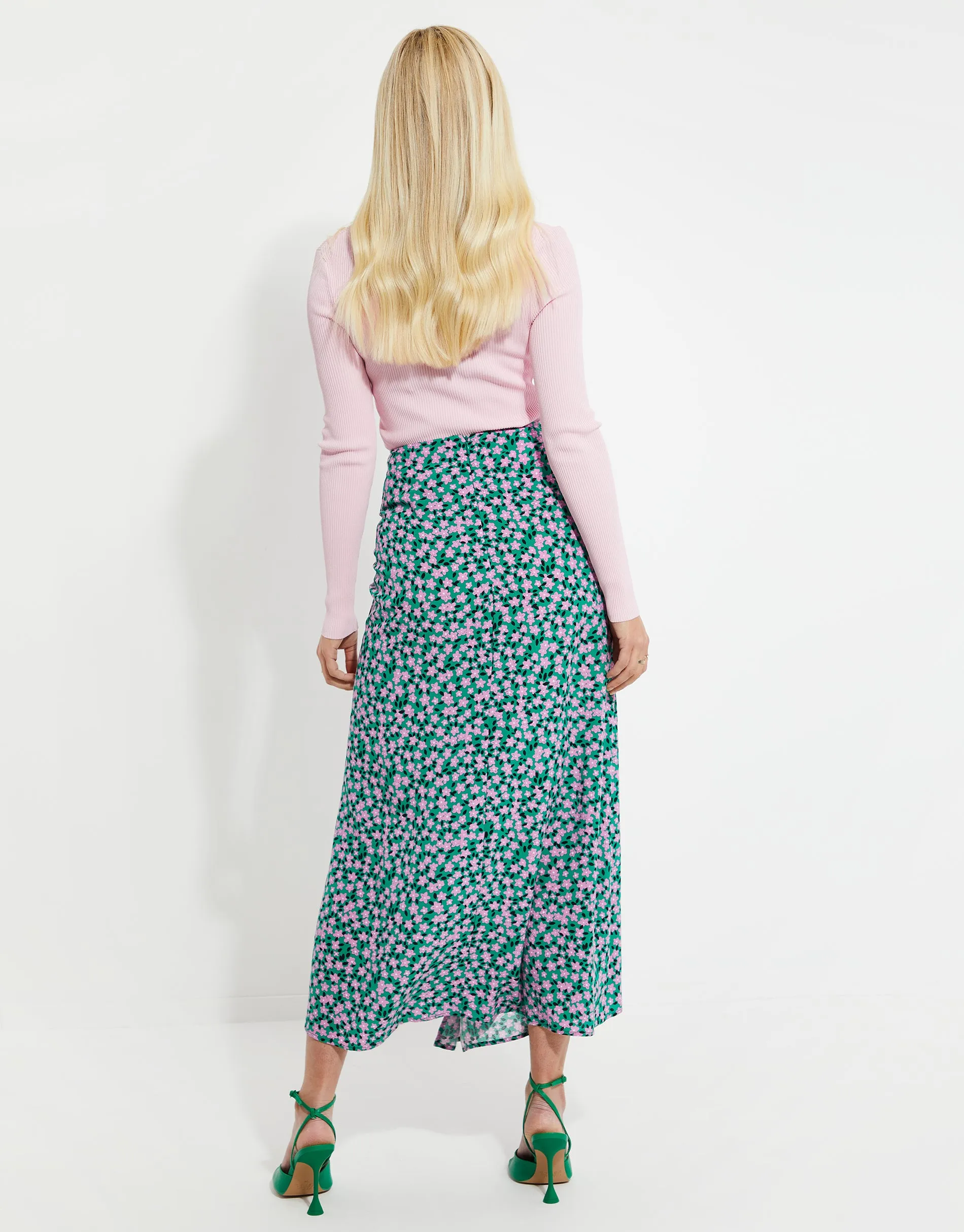 Women's Green Floral Print Midi Skirt sold by Threadbare product image thumbnail 2