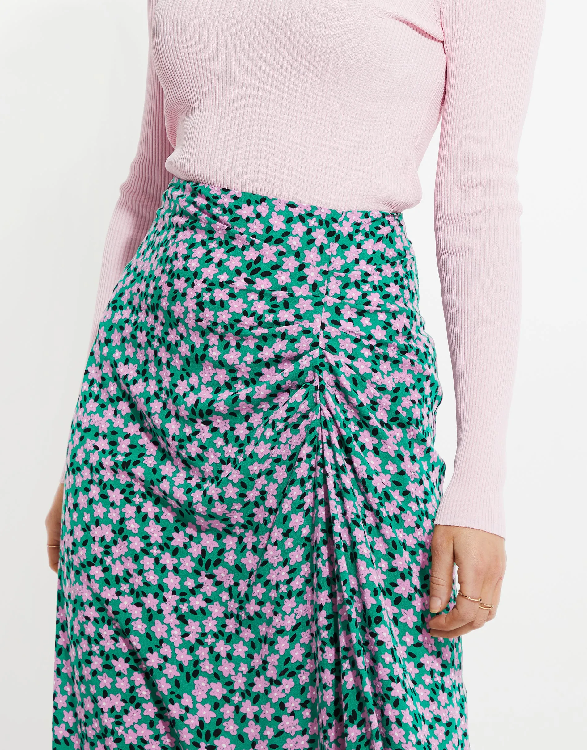 Women's Green Floral Print Midi Skirt sold by Threadbare product image thumbnail 4