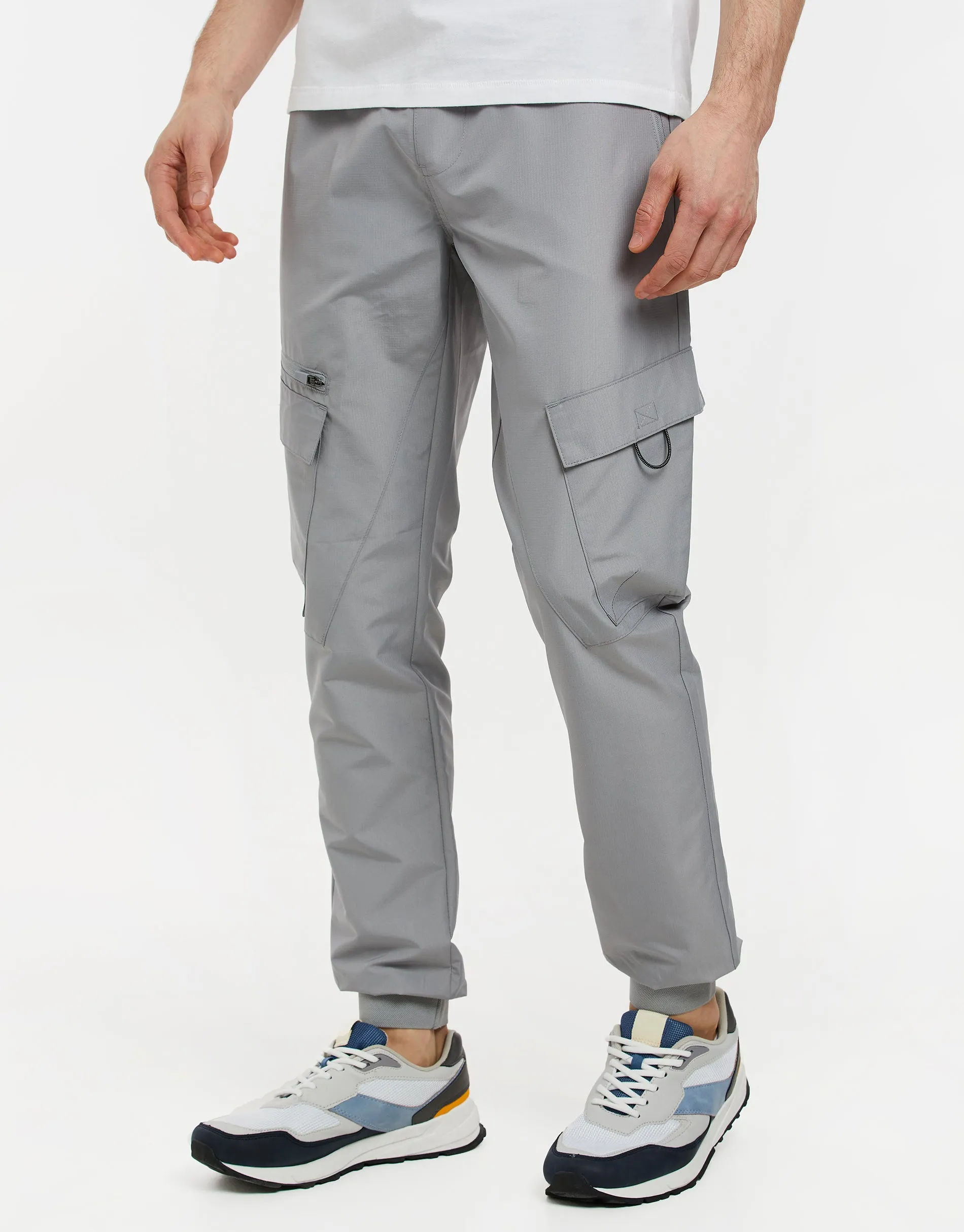 Men's Ice Grey Cargo Trousers sold by Threadbare