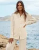 Women's Stone Long Sleeve Crinkle Cotton Shirt sold by Threadbare