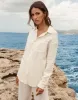 Women's Stone Long Sleeve Crinkle Cotton Shirt sold by Threadbare
