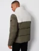 Men's Khaki Borg Panel Funnel Neck Puffer Jacket sold by Threadbare