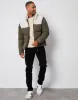 Men's Khaki Borg Panel Funnel Neck Puffer Jacket sold by Threadbare