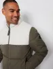 Men's Khaki Borg Panel Funnel Neck Puffer Jacket sold by Threadbare