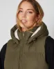 Women's Khaki Padded Gilet with Borg-Lined Hood sold by Threadbare