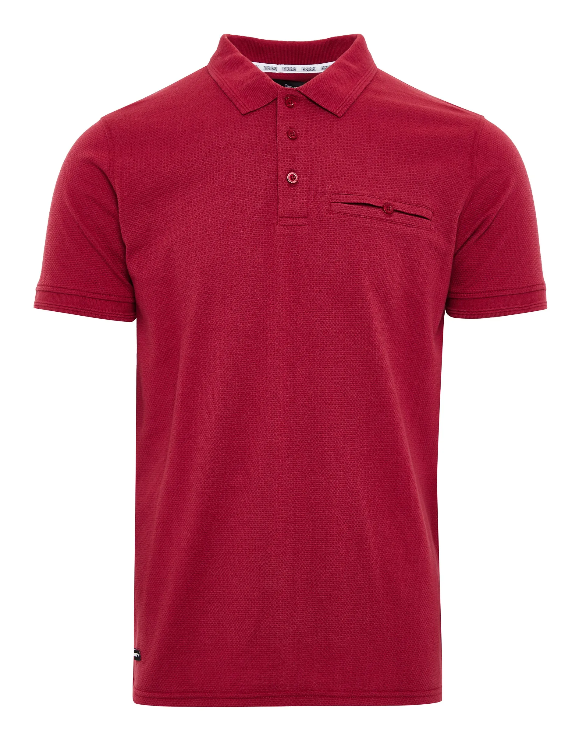 Men's Bloodstone Honeycomb Rib Jetted Pocket Polo Shirt sold by Threadbare product image thumbnail 5