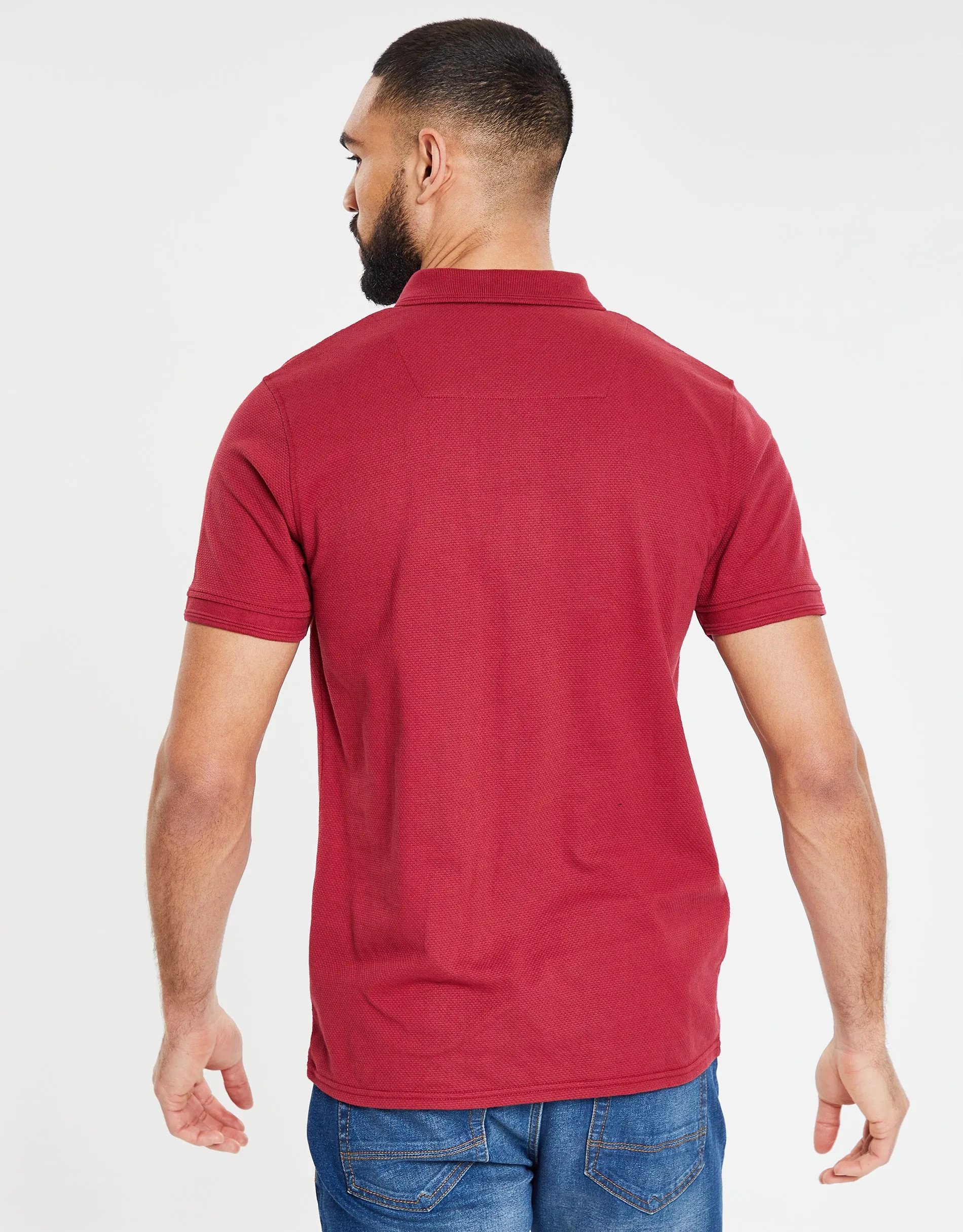 Men's Bloodstone Honeycomb Rib Jetted Pocket Polo Shirt sold by Threadbare product image thumbnail 2