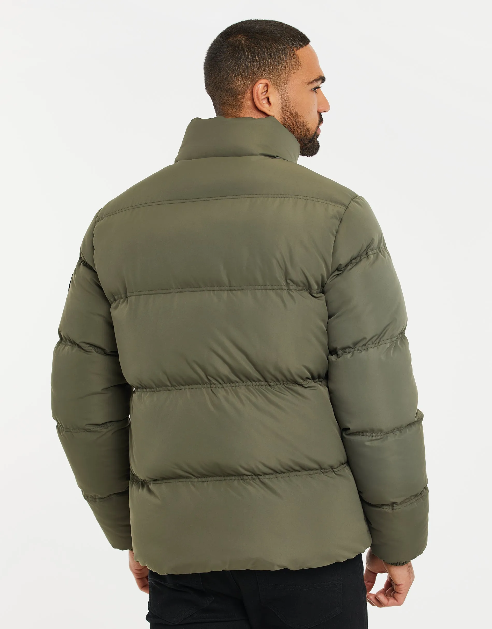 Men's Khaki Funnel Neck Puffer Jacket sold by Threadbare product image thumbnail 2