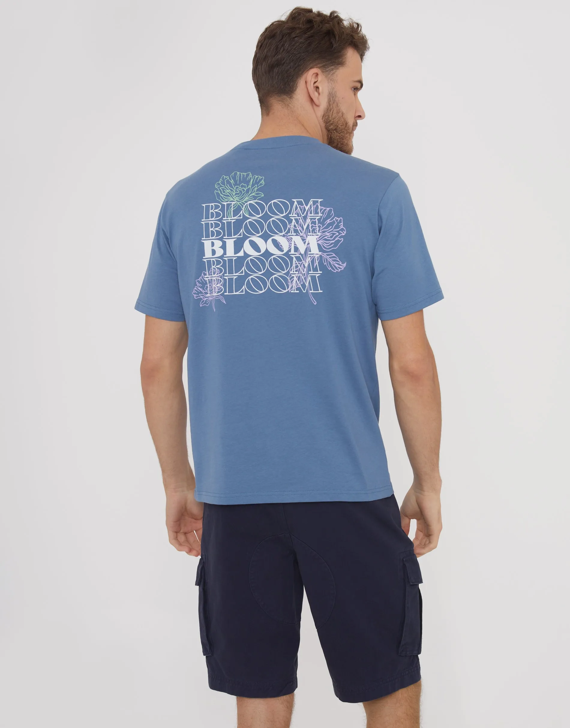 Men's Blue Bloom Graphic Print T-Shirt sold by Threadbare